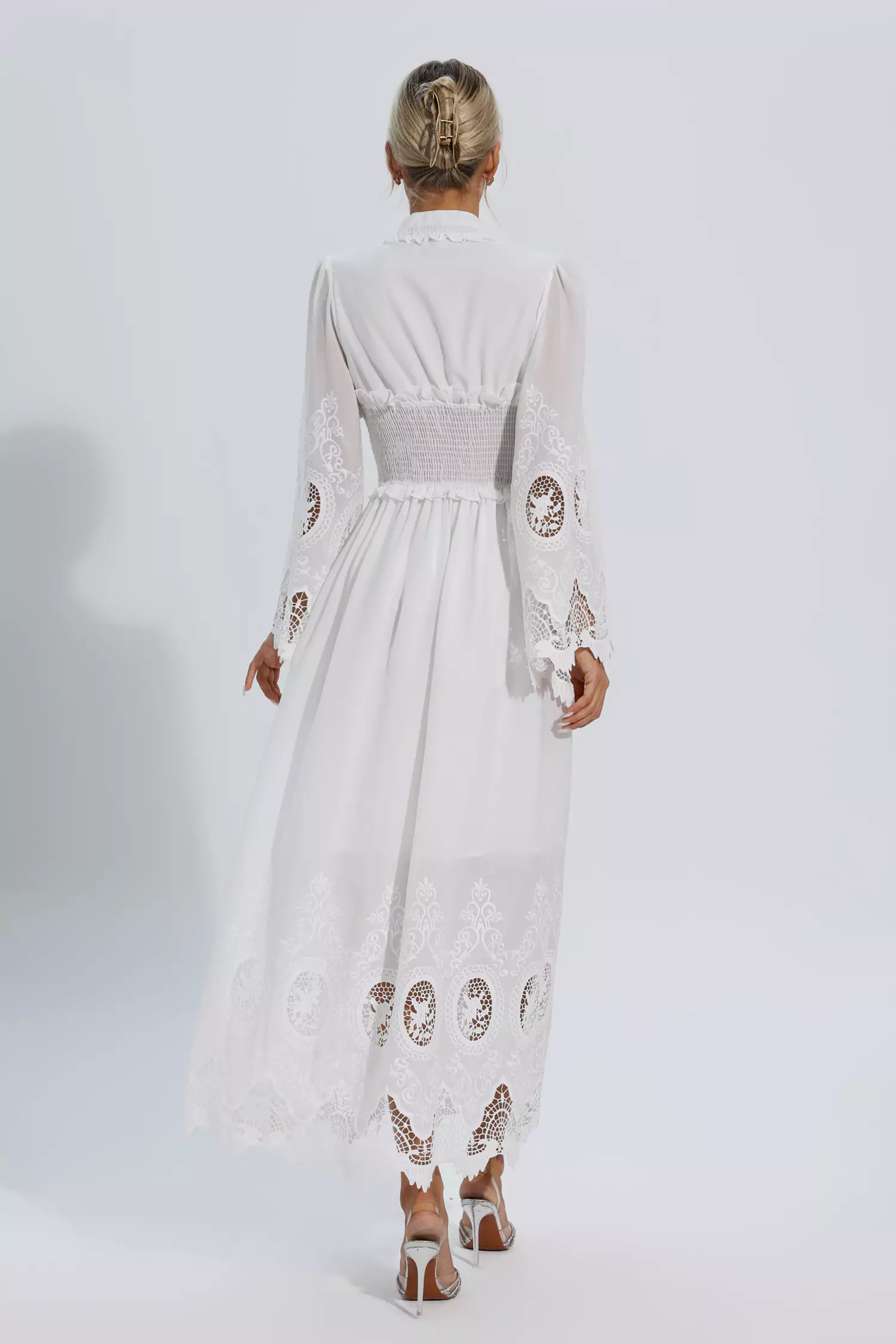 Remy White Long Sleeve Lace Maxi Dress-CATCHALL
