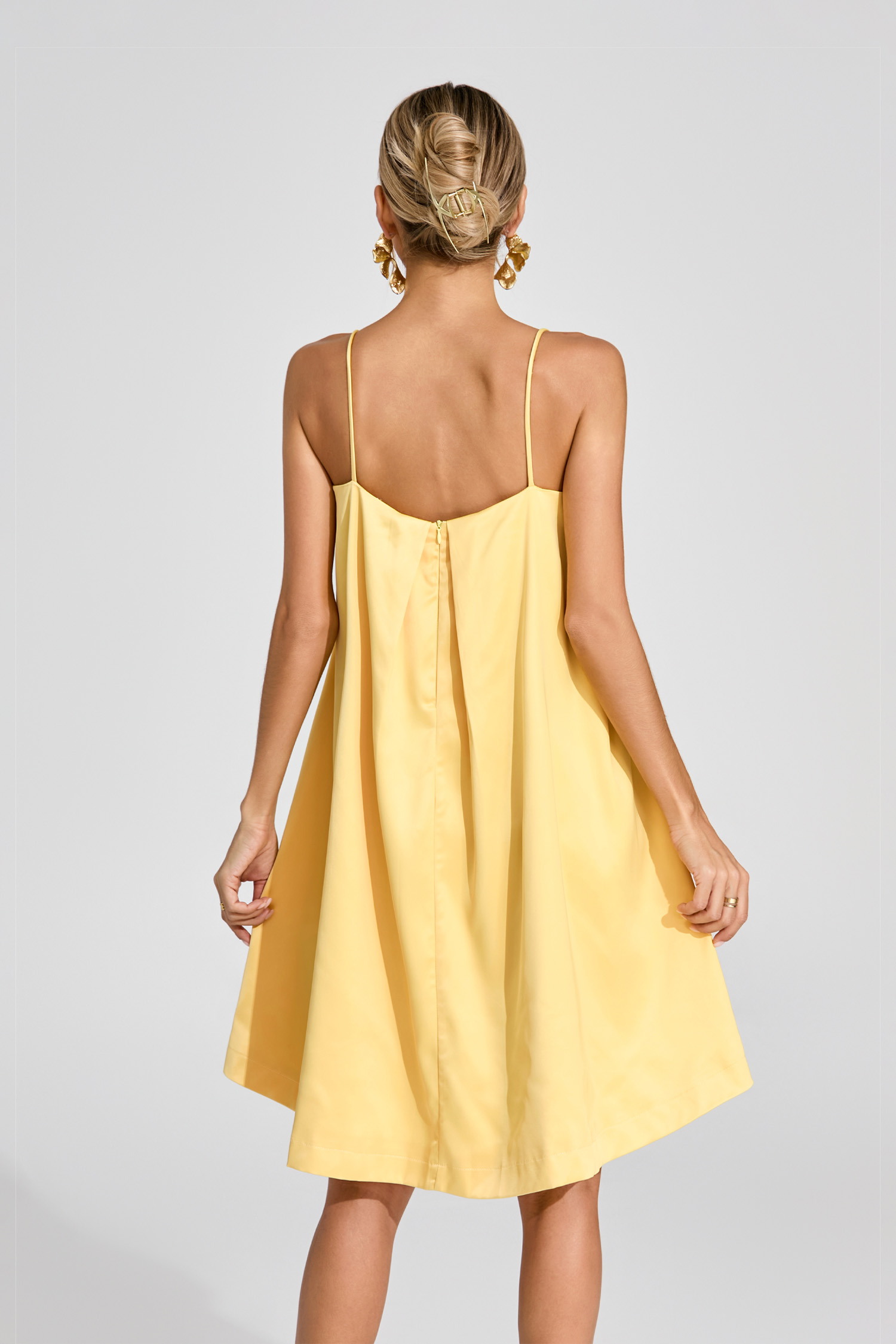 Rex Yellow Embroidered Slip Dress