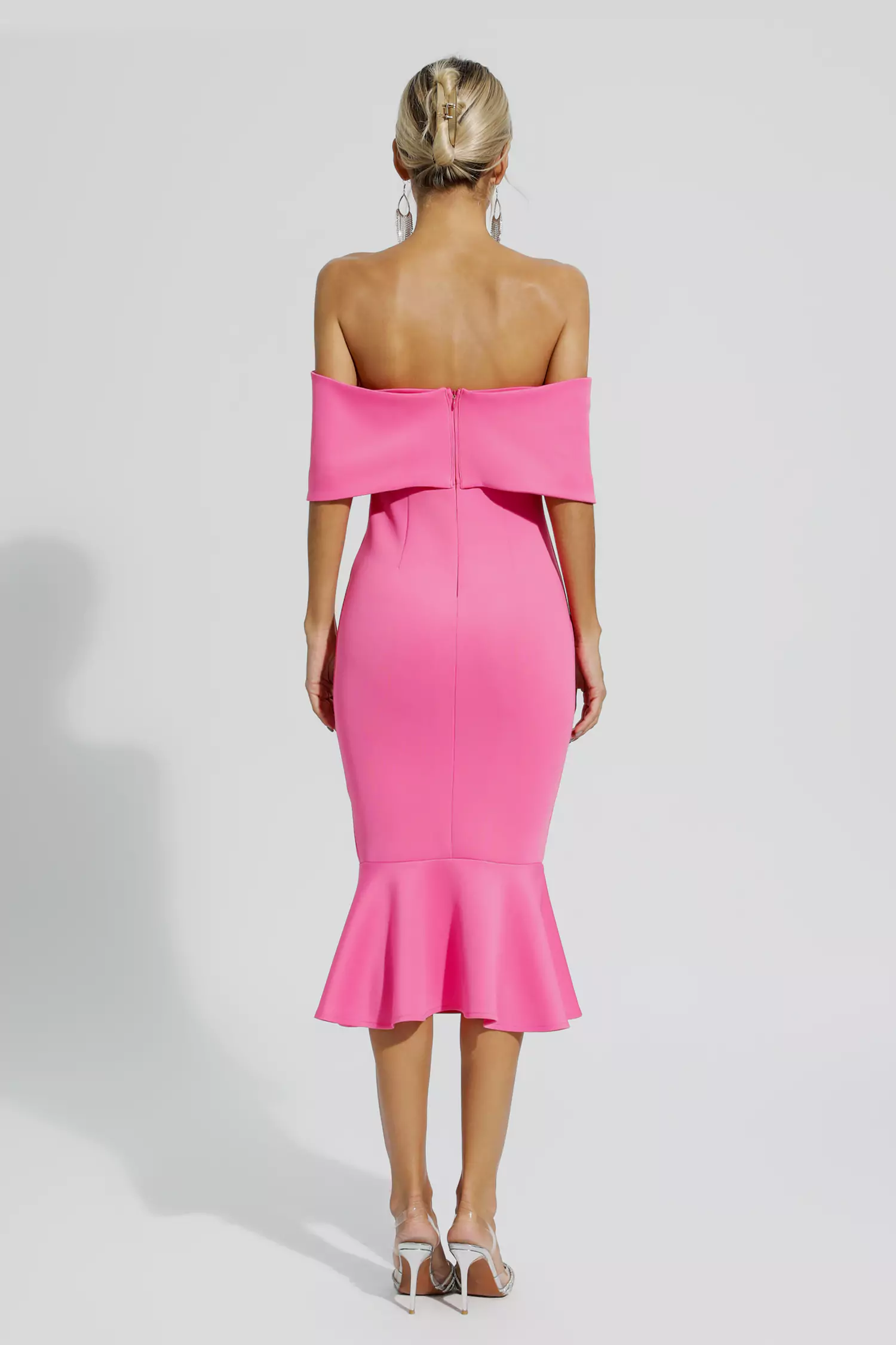 Rhea Rose Red Bow Off Shoulder Ruffles Dress-CATCHALL