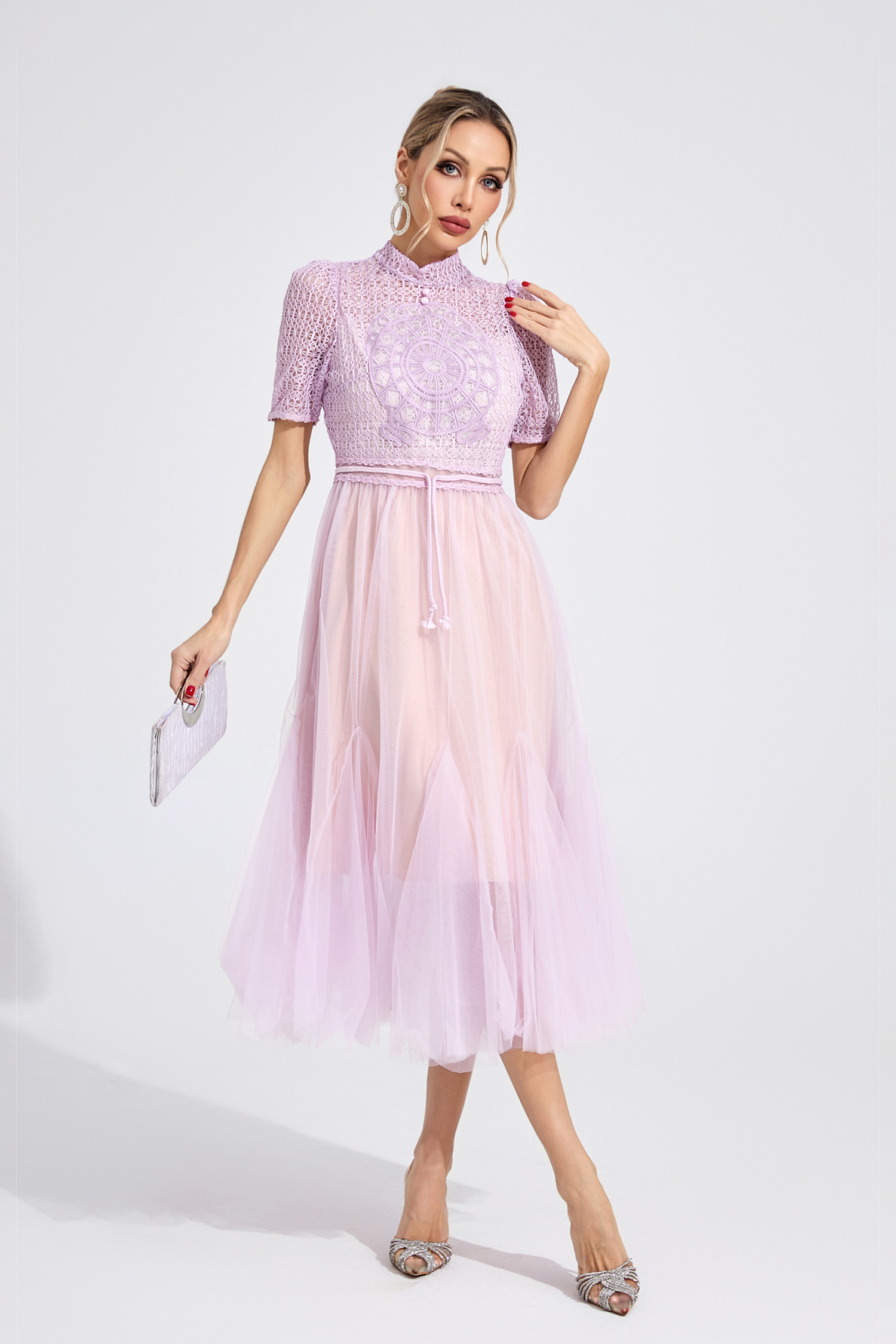 Rhianwen Purple Lace Maxi Dress