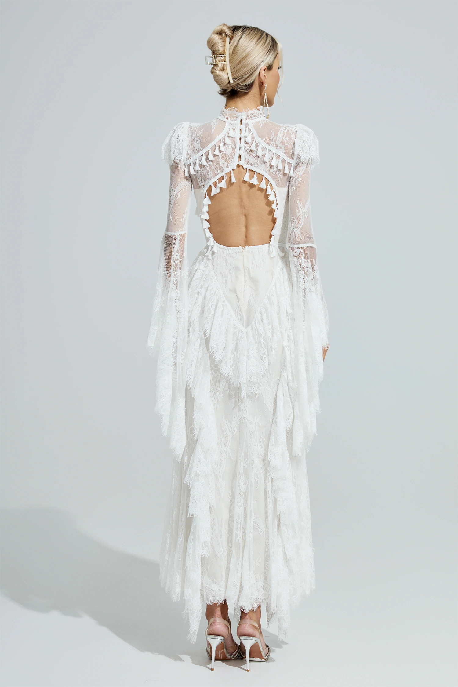 Ricoeur White Floral Lace Maxi Dress