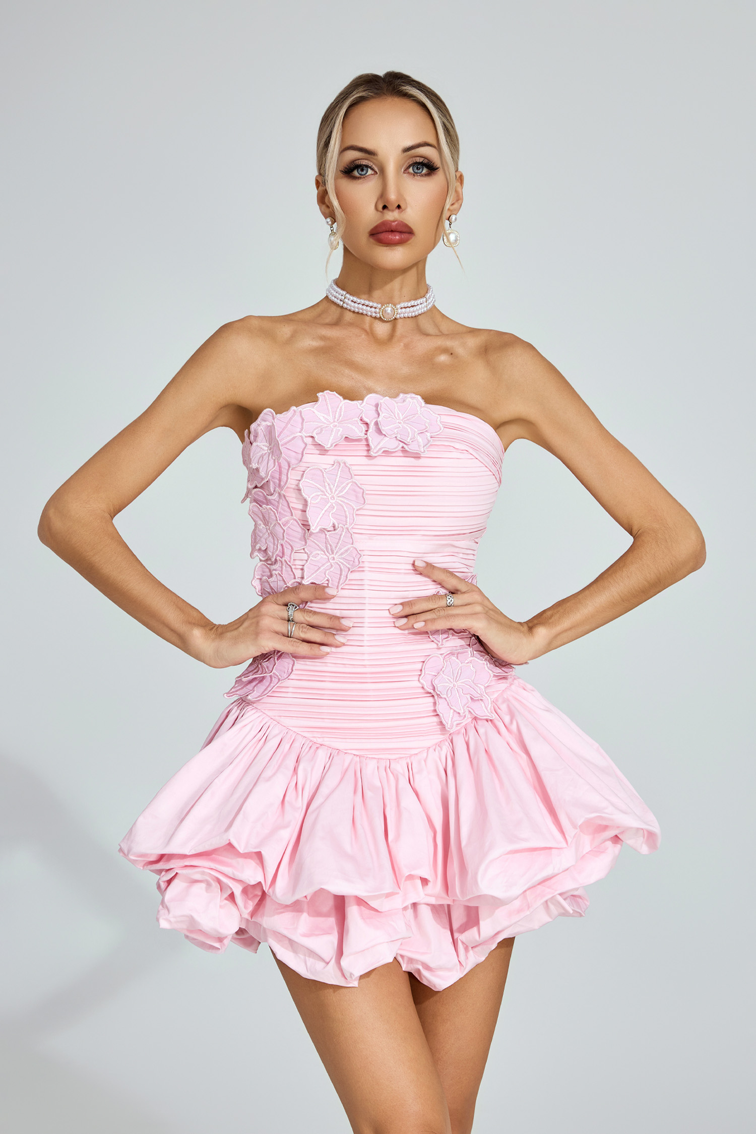 Rocke Pink Strapless Mini Dress