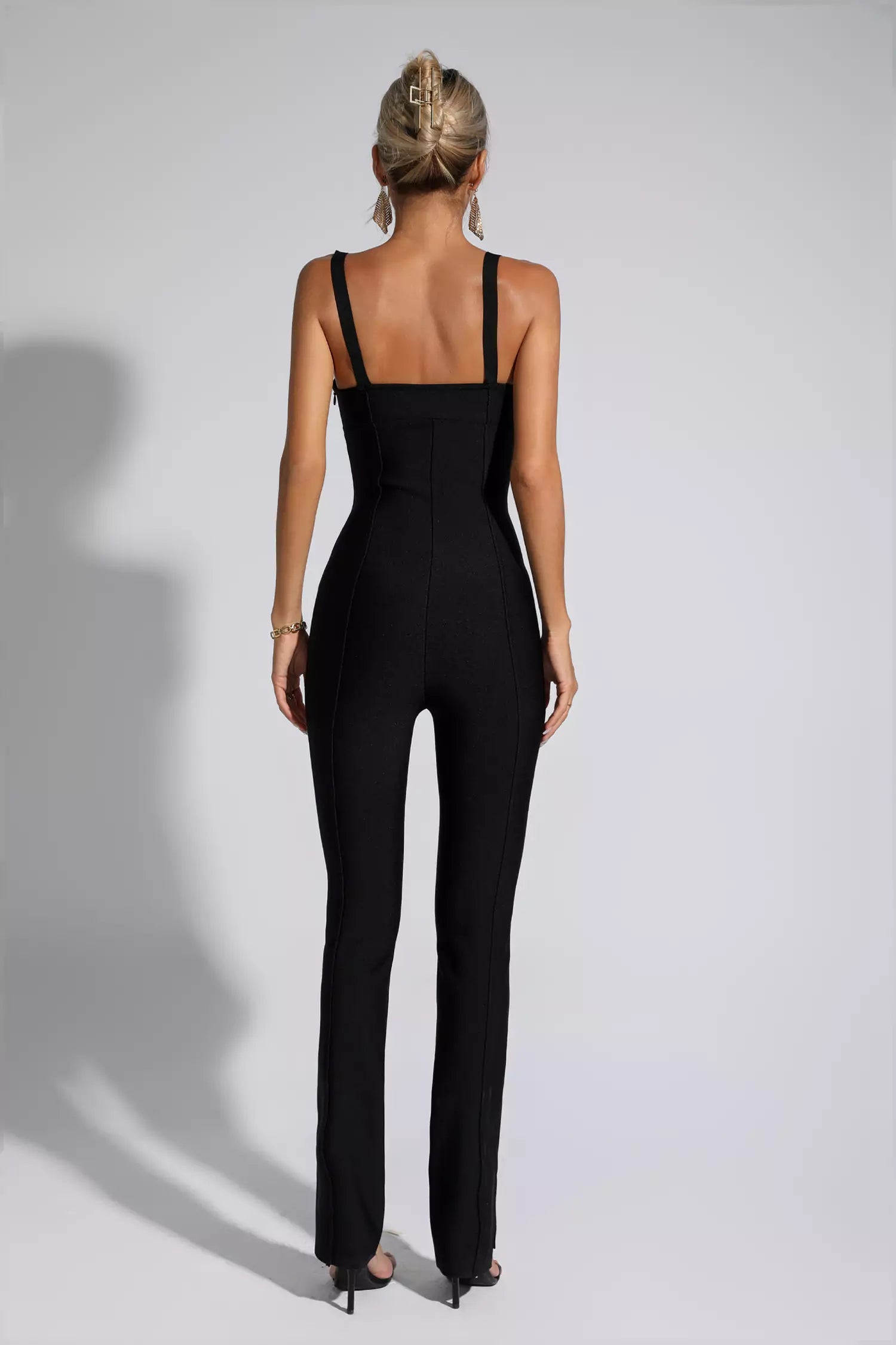 Rory Black Sleeveless Hollow Jumpsuit-CATCHALL