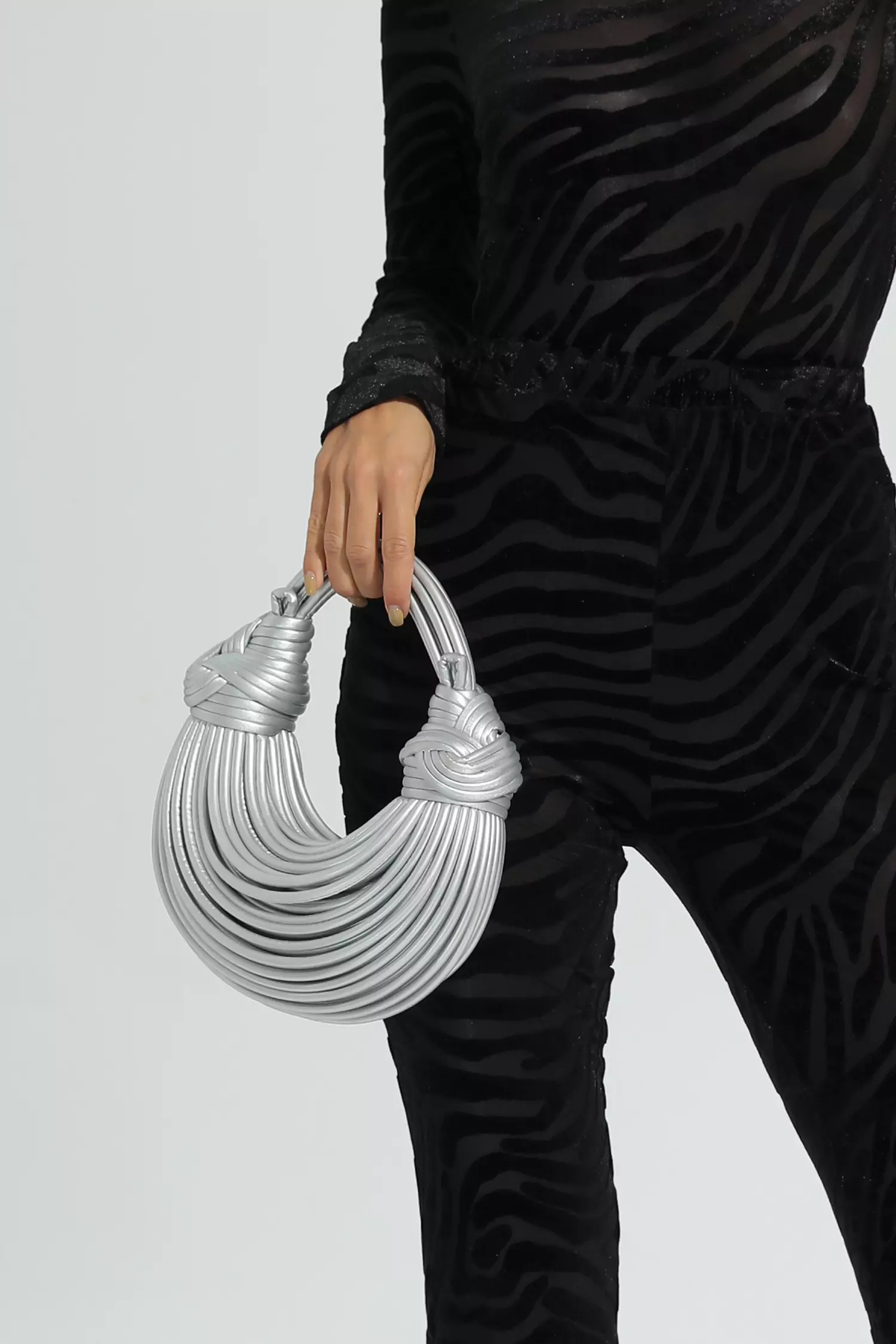 Rosa Silver PU Knotted Bag-CATCHALL