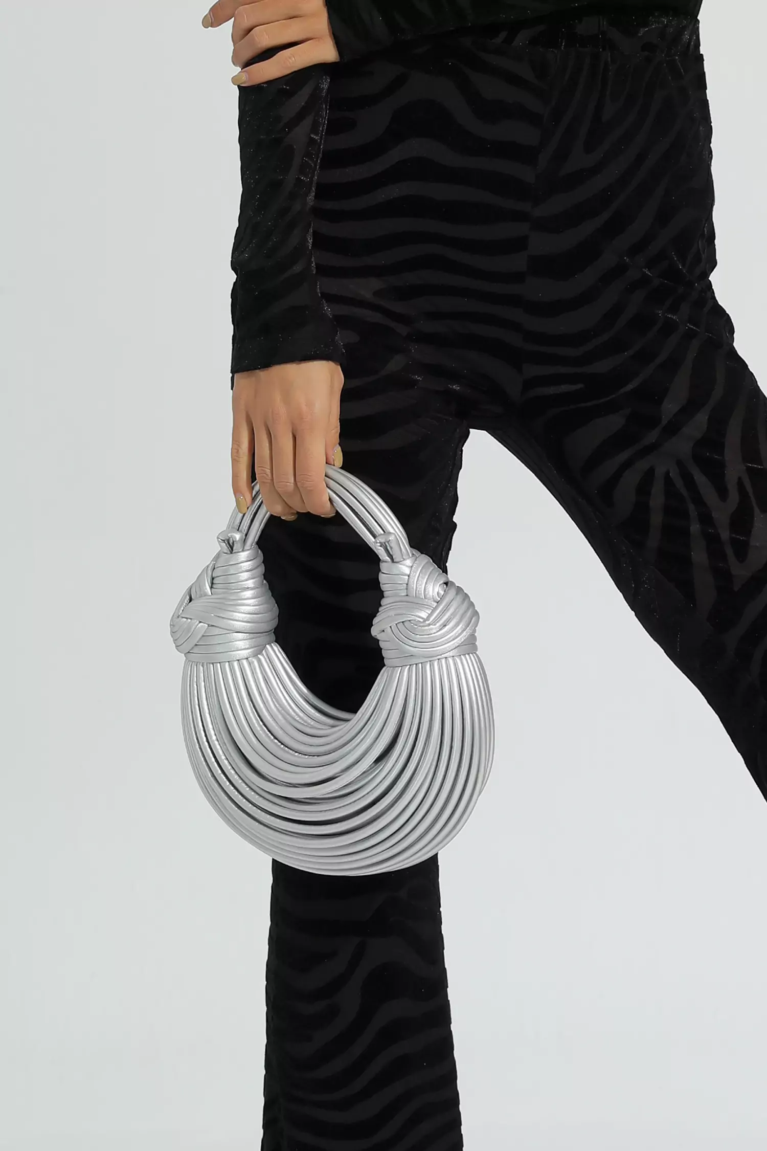 Rosa Silver PU Knotted Bag-CATCHALL