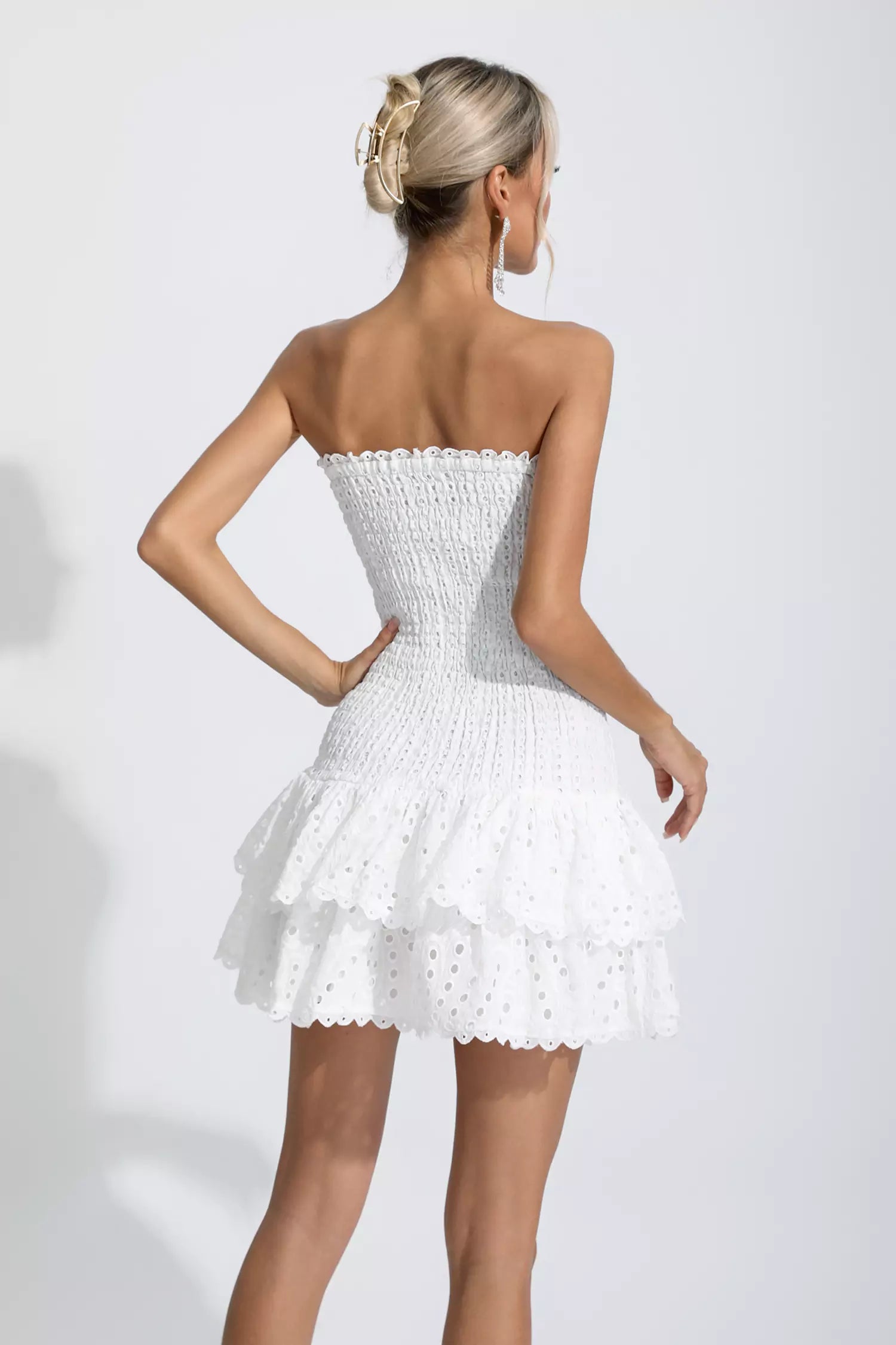 Rosemary White Ruffle Mini Dress-CATCHALL