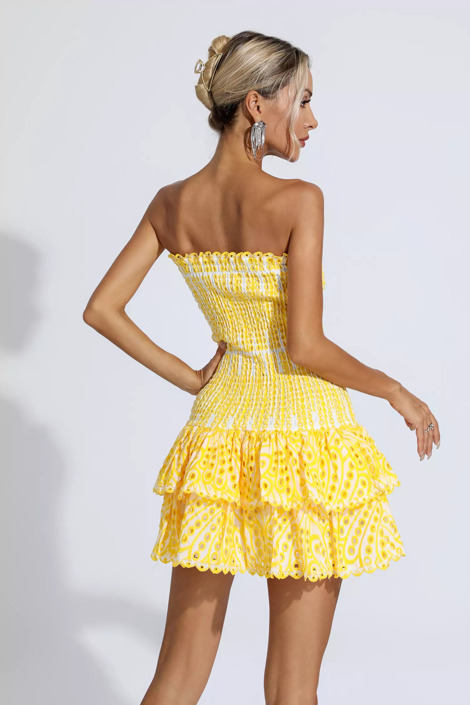 Rosemary Yellow Ruffle Mini Dress-CATCHALL
