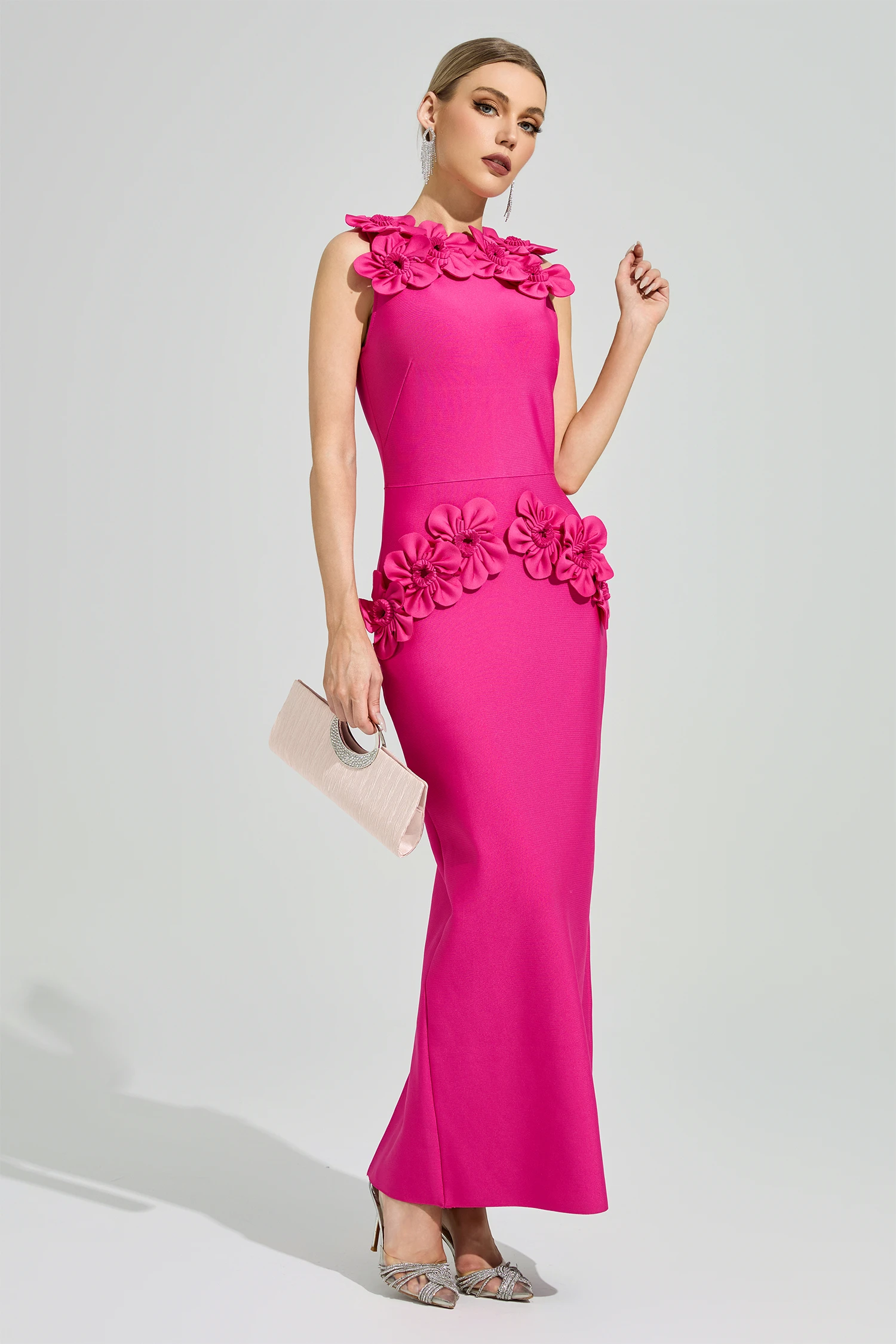 Rothko Pink Floral Formal Dress