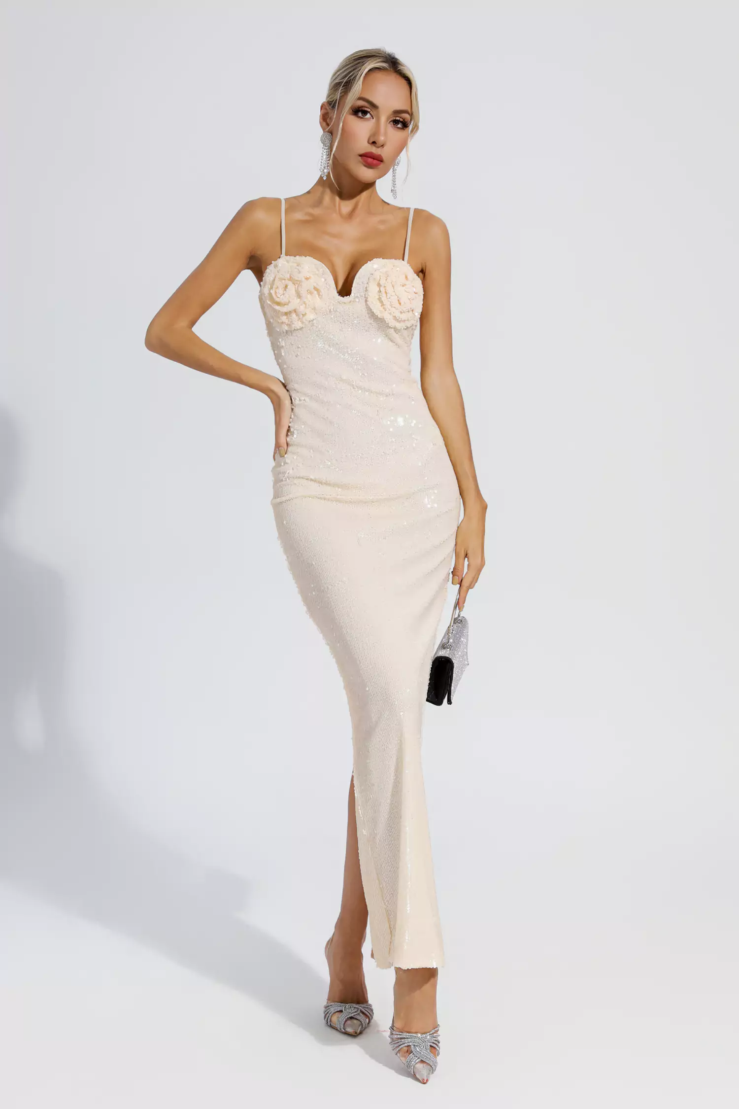 Rowan Off White Sequin Dress-CATCHALL