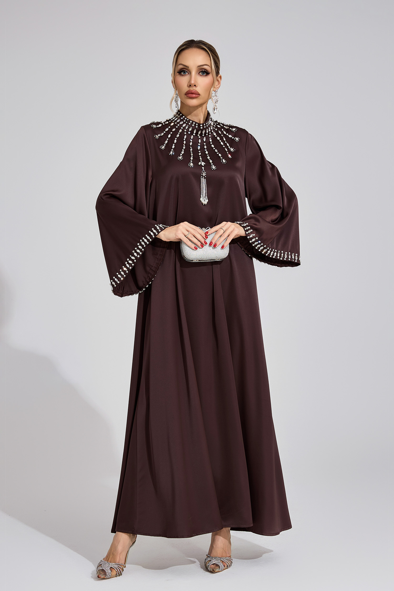 Rune  Dark Brown Diamond Maxi Dress