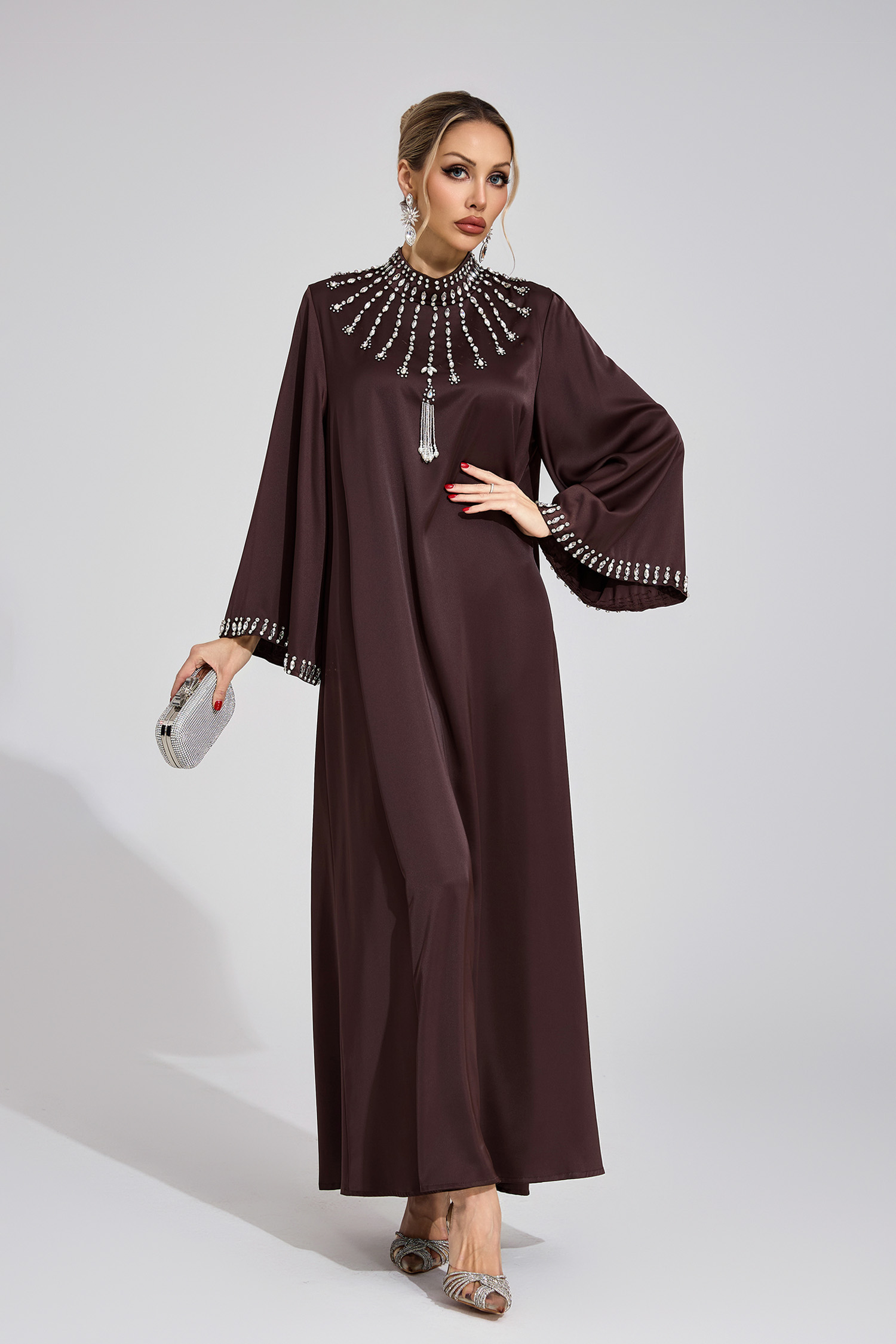 Rune  Dark Brown Diamond Maxi Dress