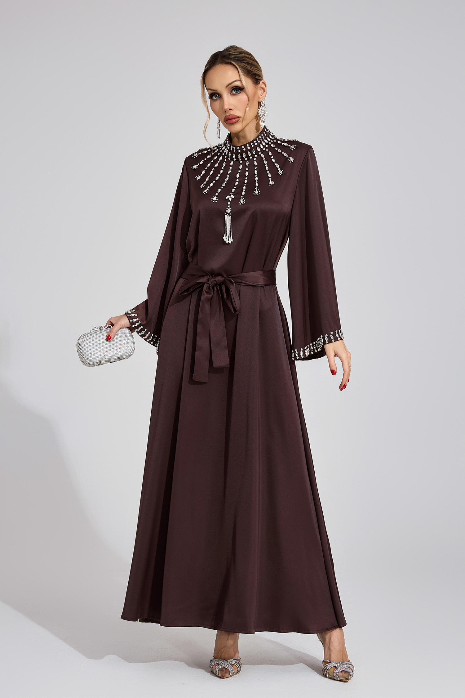 Rune  Dark Brown Diamond Maxi Dress