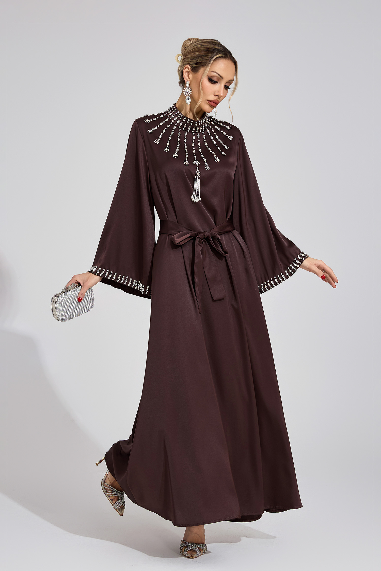 Rune  Dark Brown Diamond Maxi Dress