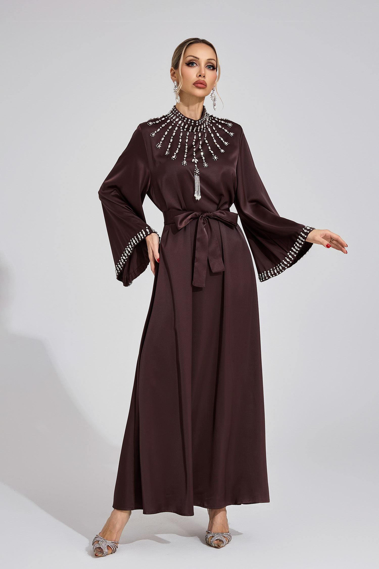 Rune  Dark Brown Diamond Maxi Dress