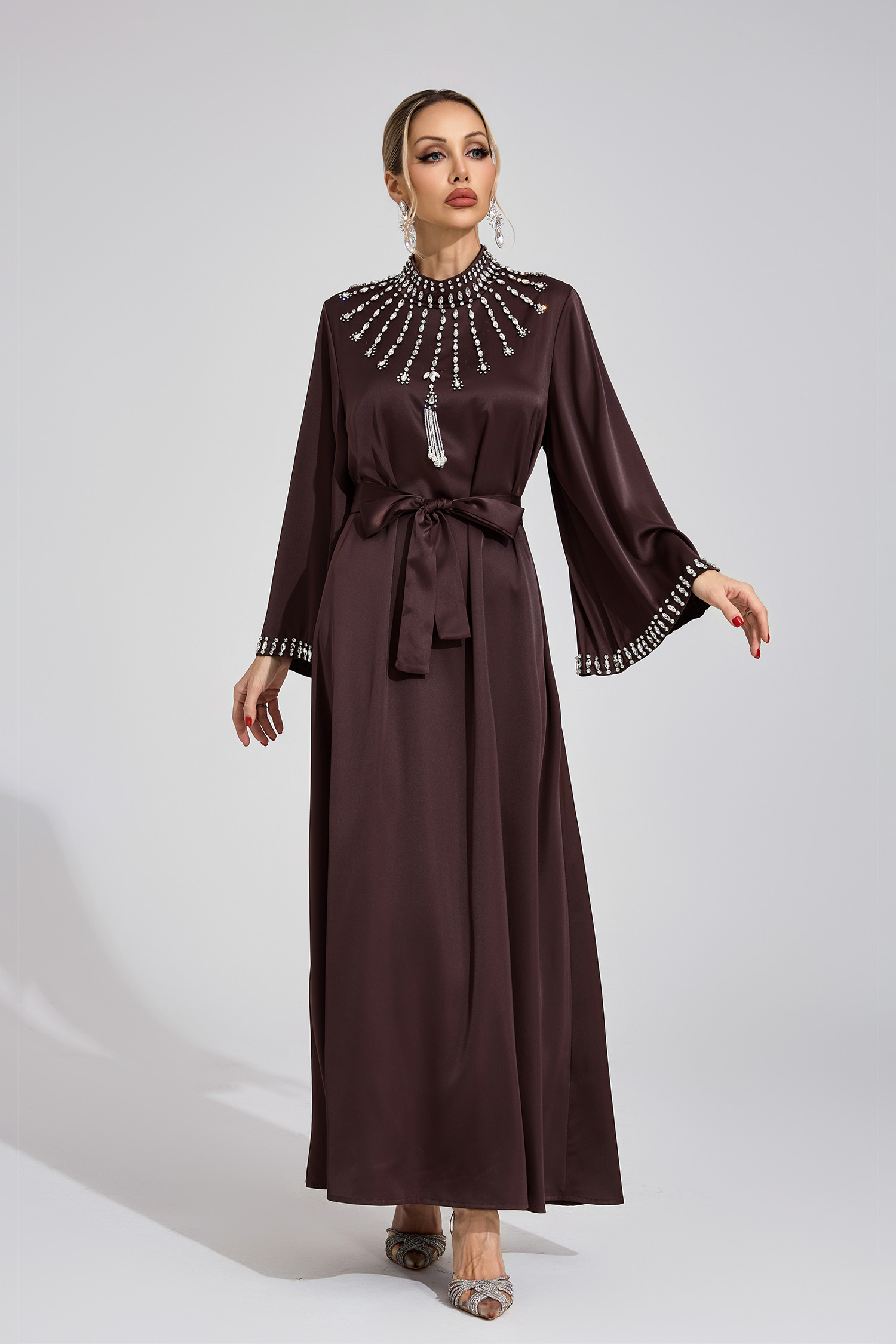 Rune  Dark Brown Diamond Maxi Dress