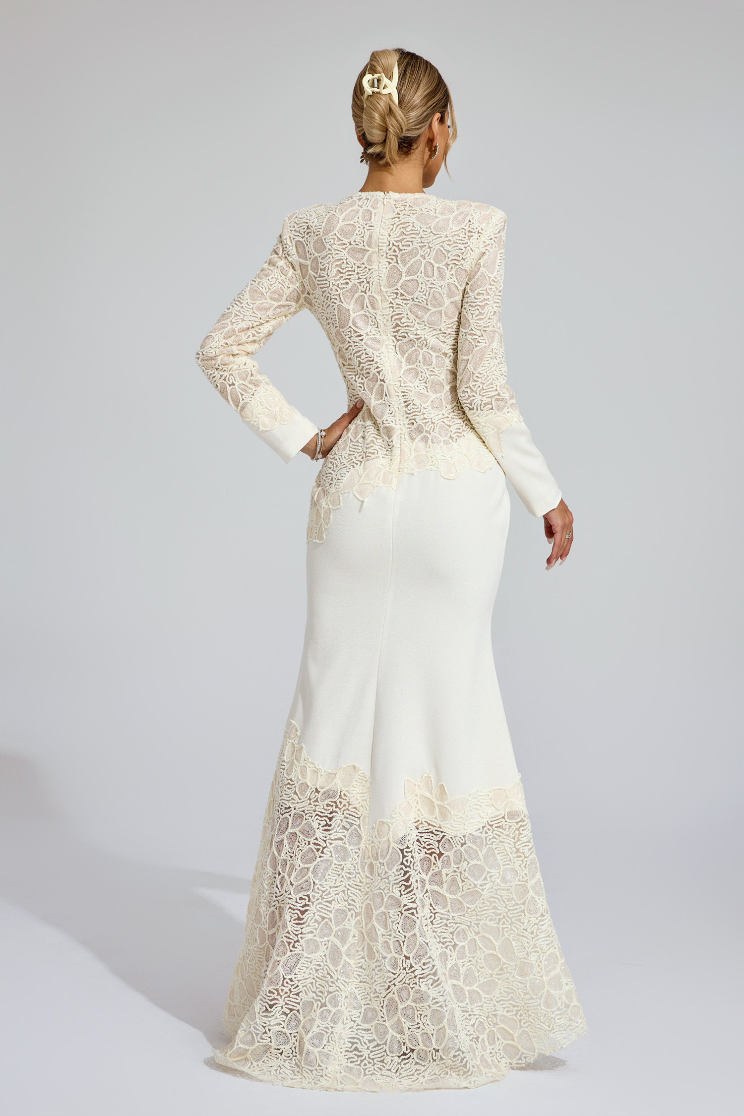 Ruskin Beige Embroidered Maxi Dress