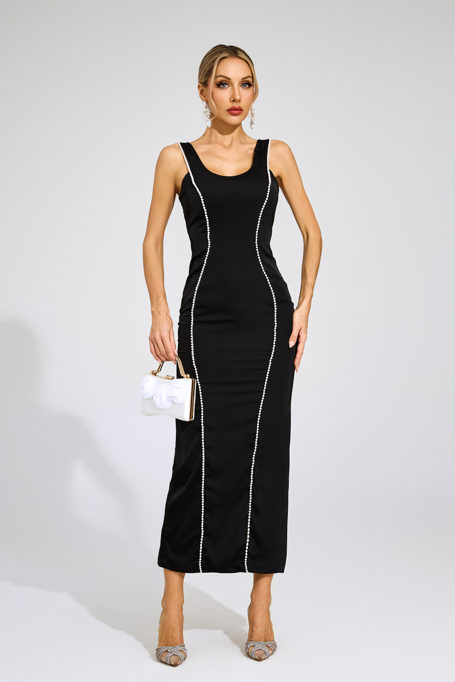 Russell Black Pearls Maxi Dress