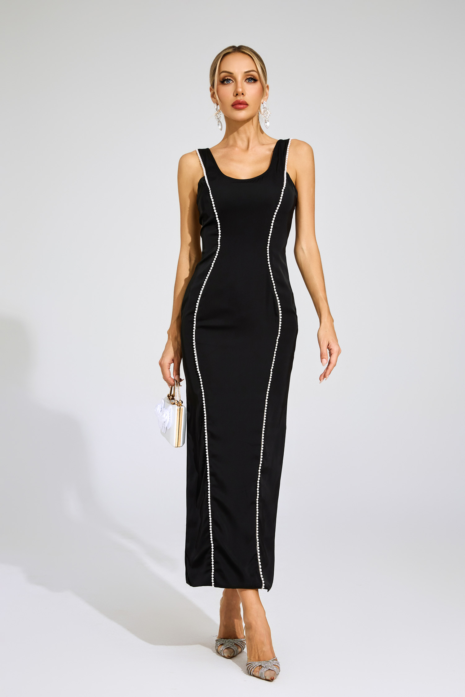 Russell Black Pearls Maxi Dress