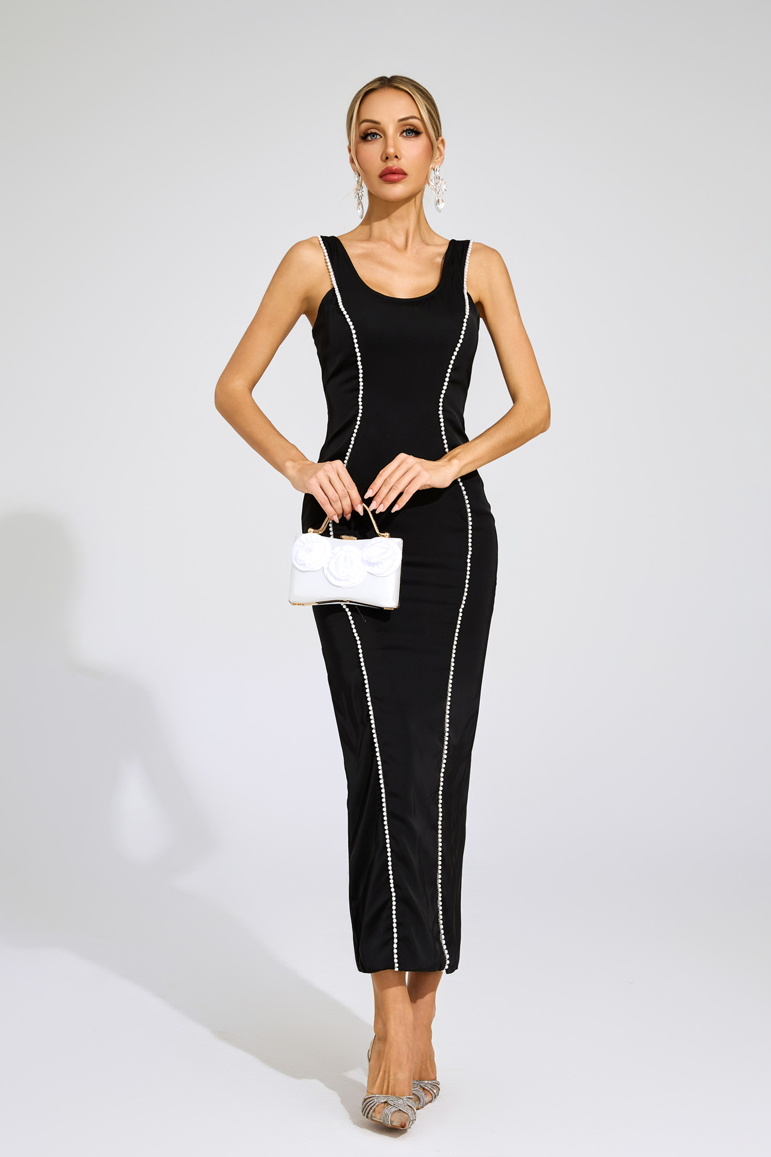 Russell Black Pearls Maxi Dress