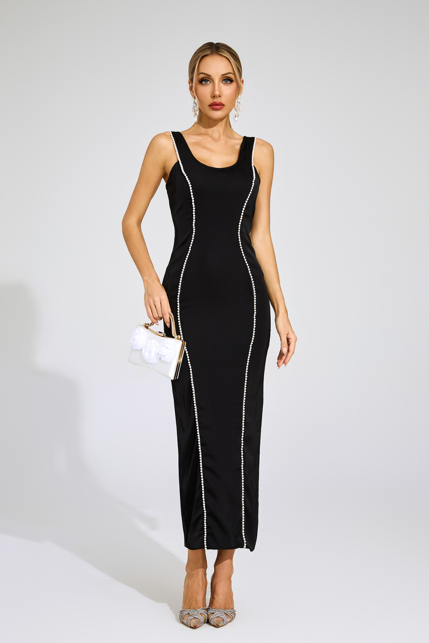 Russell Black Pearls Maxi Dress