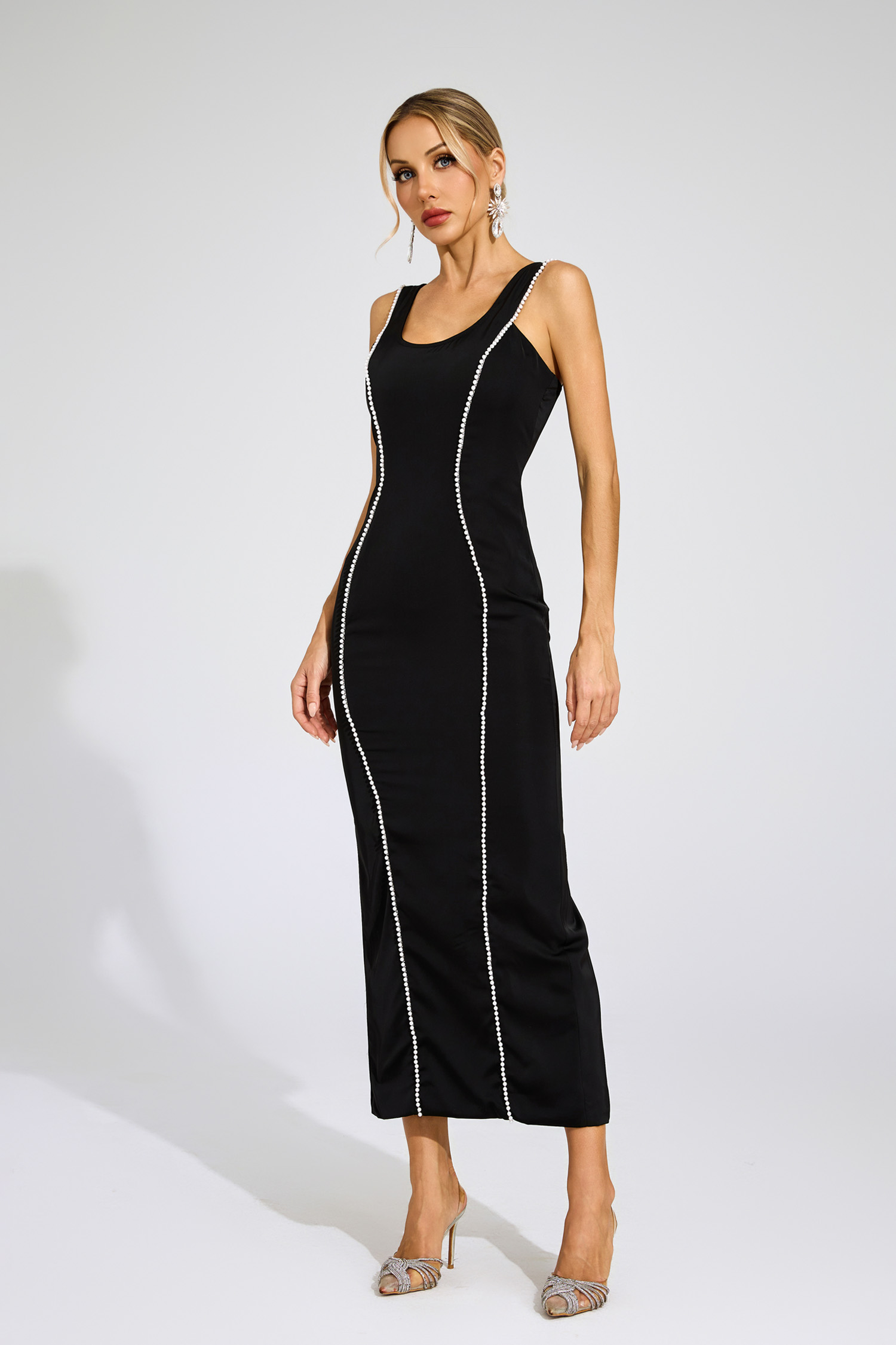 Russell Black Pearls Maxi Dress