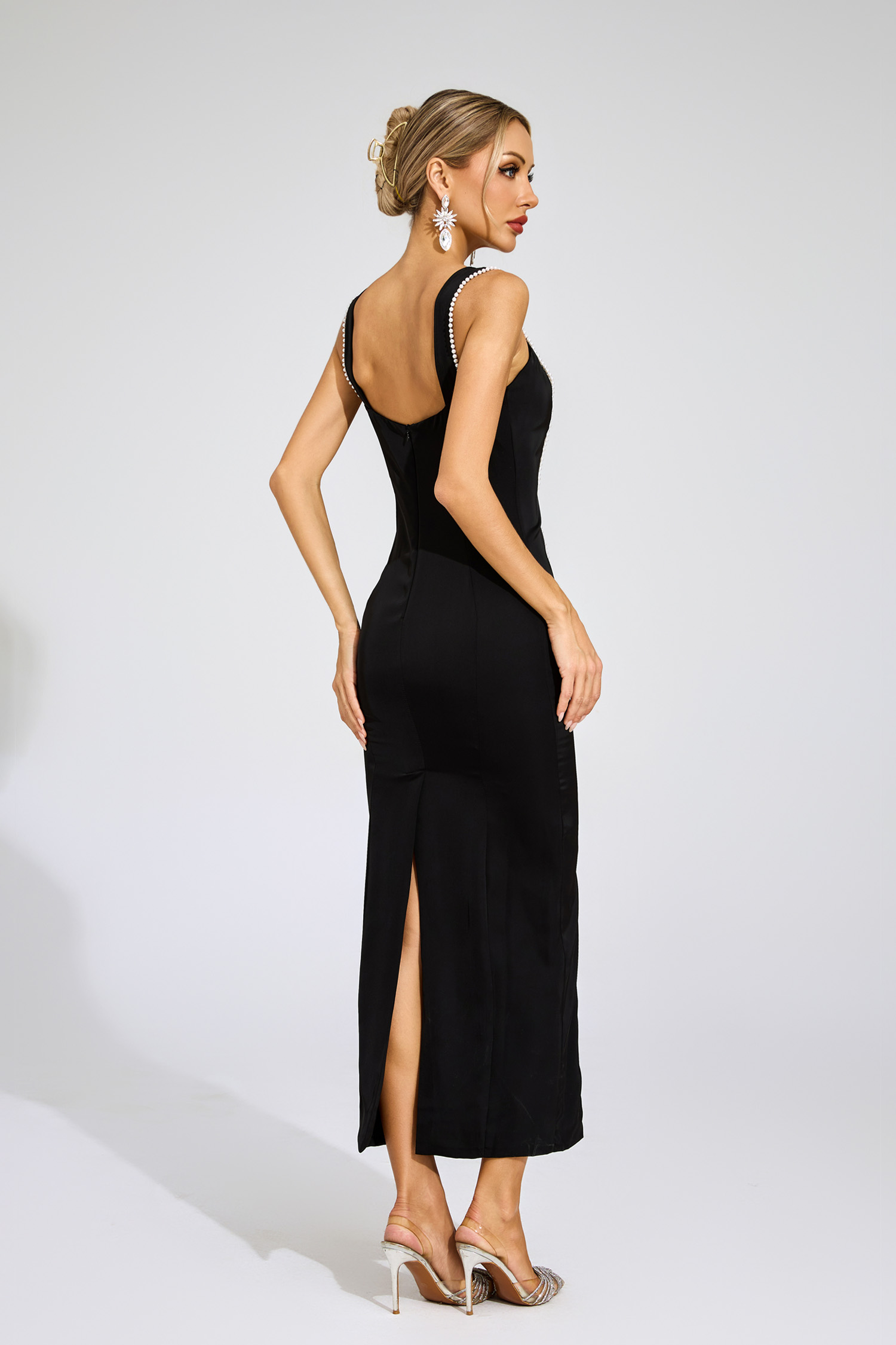 Russell Black Pearls Maxi Dress