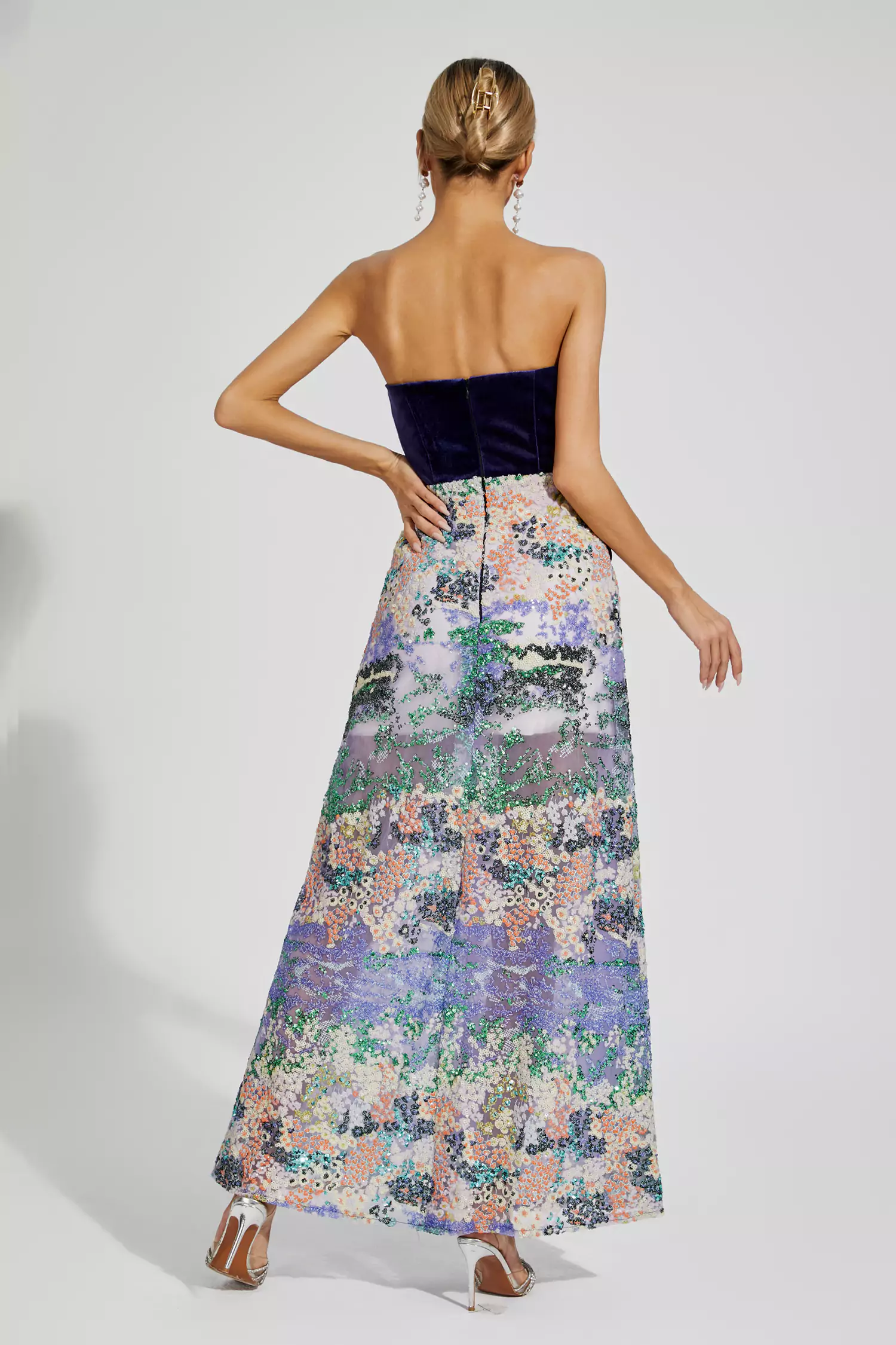 Ryann Purple Sequins Off-shoulder Dress-CATCHALL