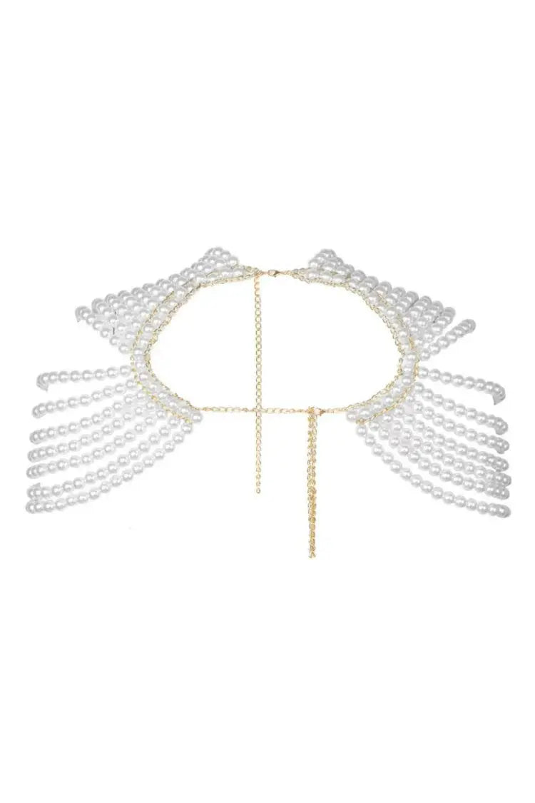 Rylee Multilayer Pearl Shawl Necklace-CATCHALL