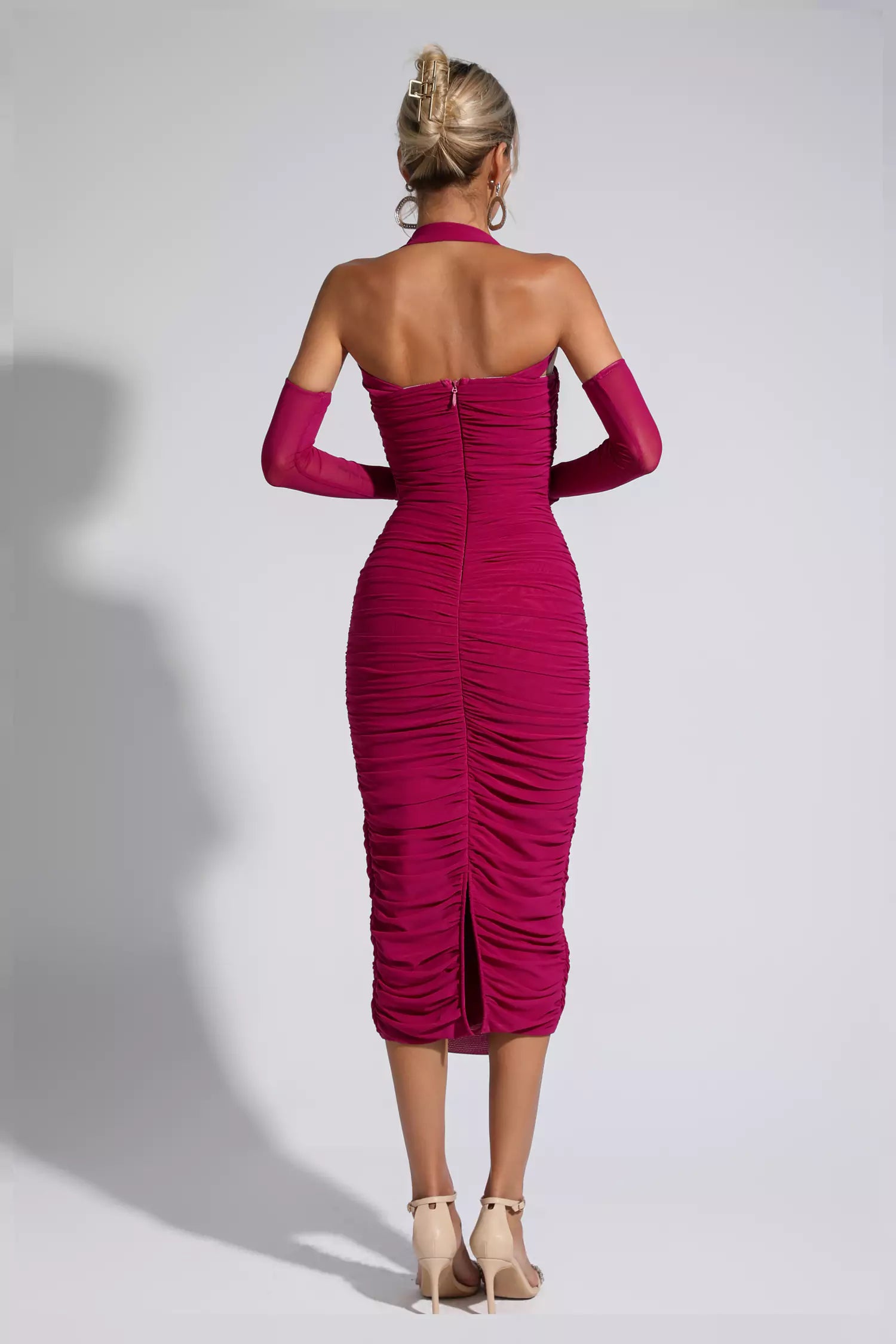 Sabrina Purple Bandage Midi Dress-CATCHALL
