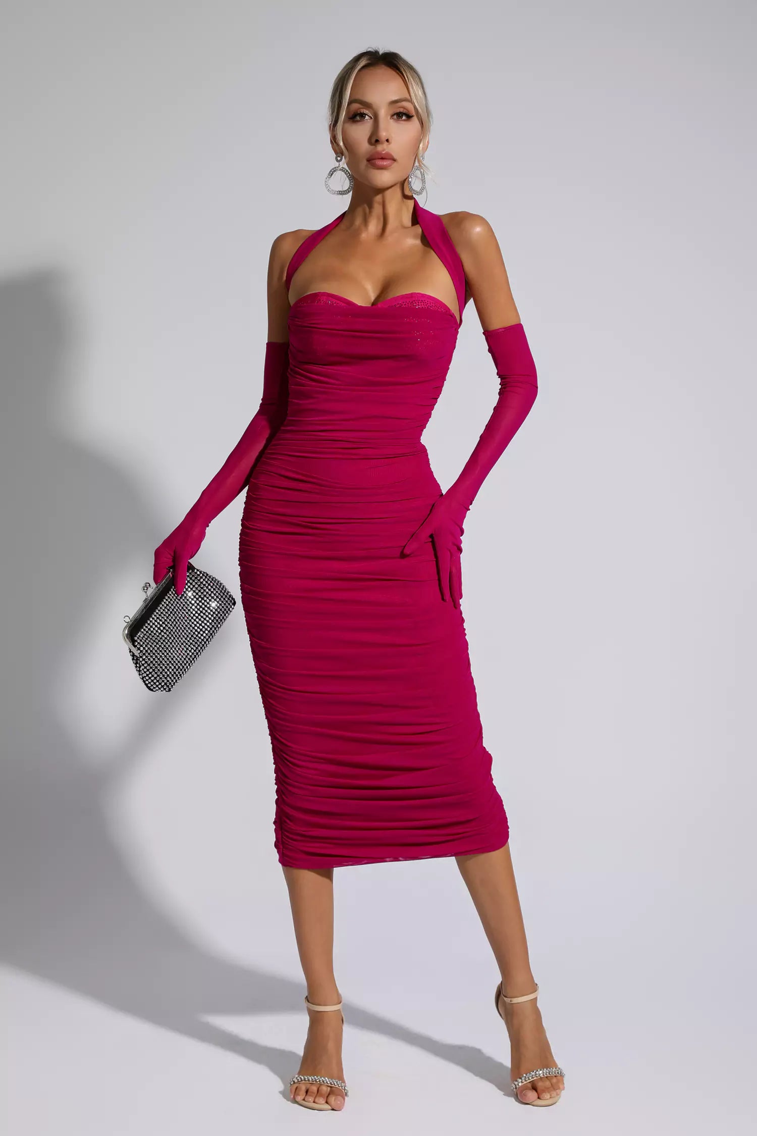 Sabrina Purple Bandage Midi Dress-CATCHALL