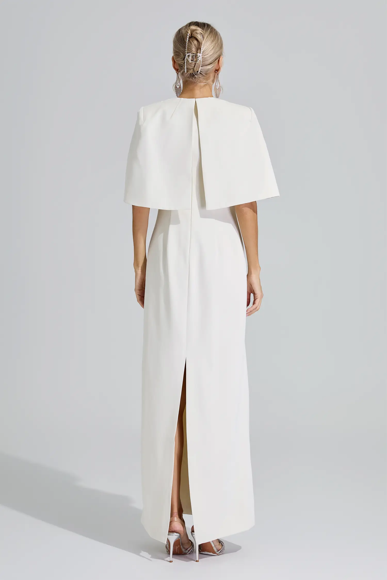 Sagan Apricot Cape Sleeve Beaded Maxi Dress
