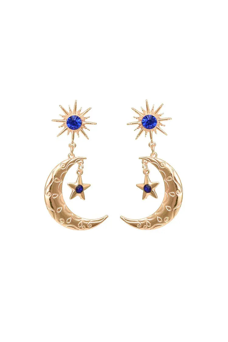Sage Crystal Moon Earrings-CATCHALL