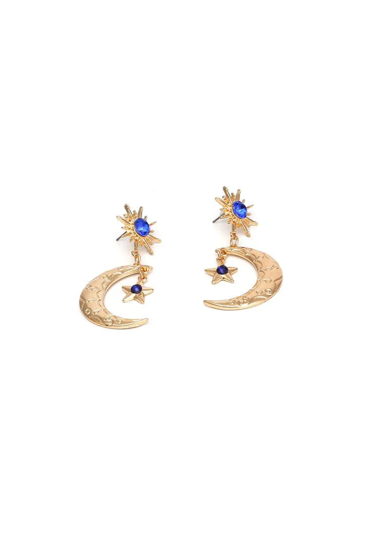 Sage Crystal Moon Earrings-CATCHALL