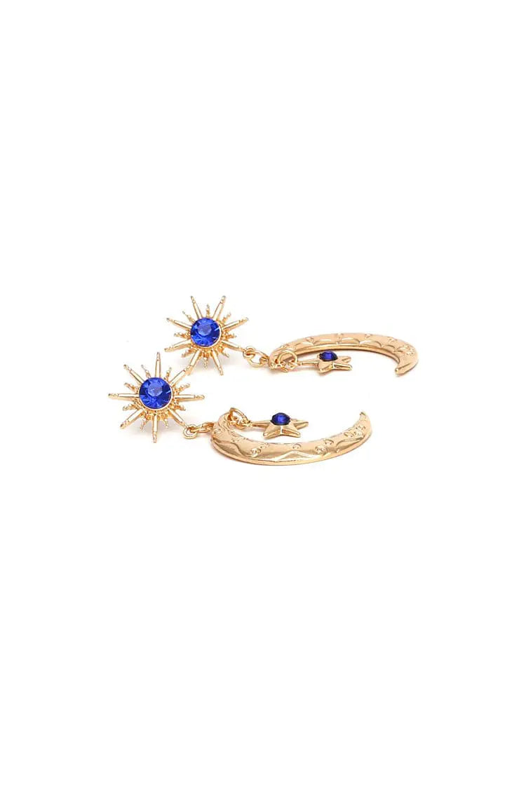 Sage Crystal Moon Earrings-CATCHALL