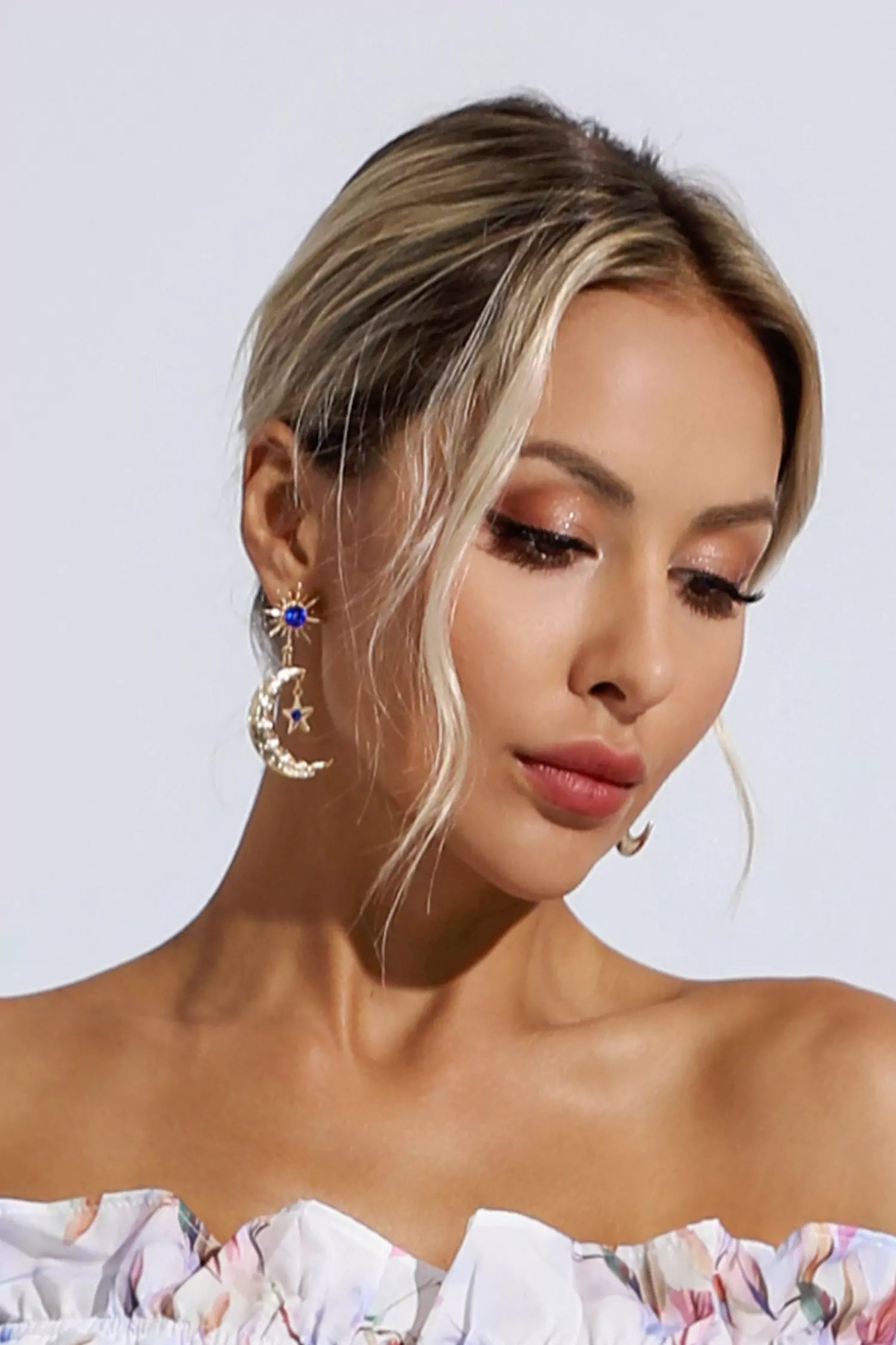 Sage Crystal Moon Earrings-CATCHALL
