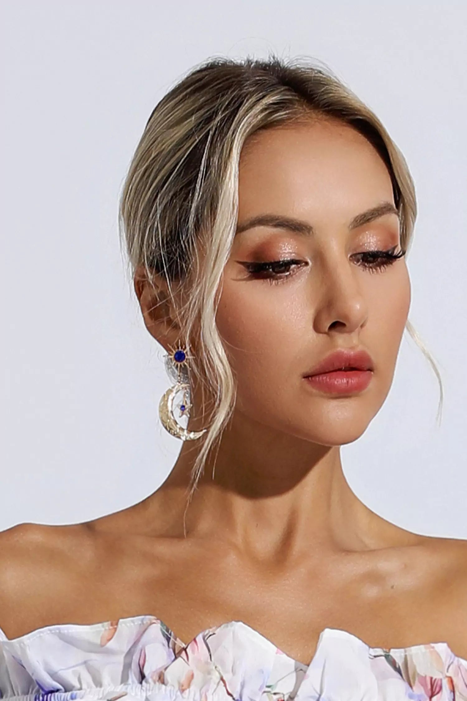 Sage Crystal Moon Earrings-CATCHALL