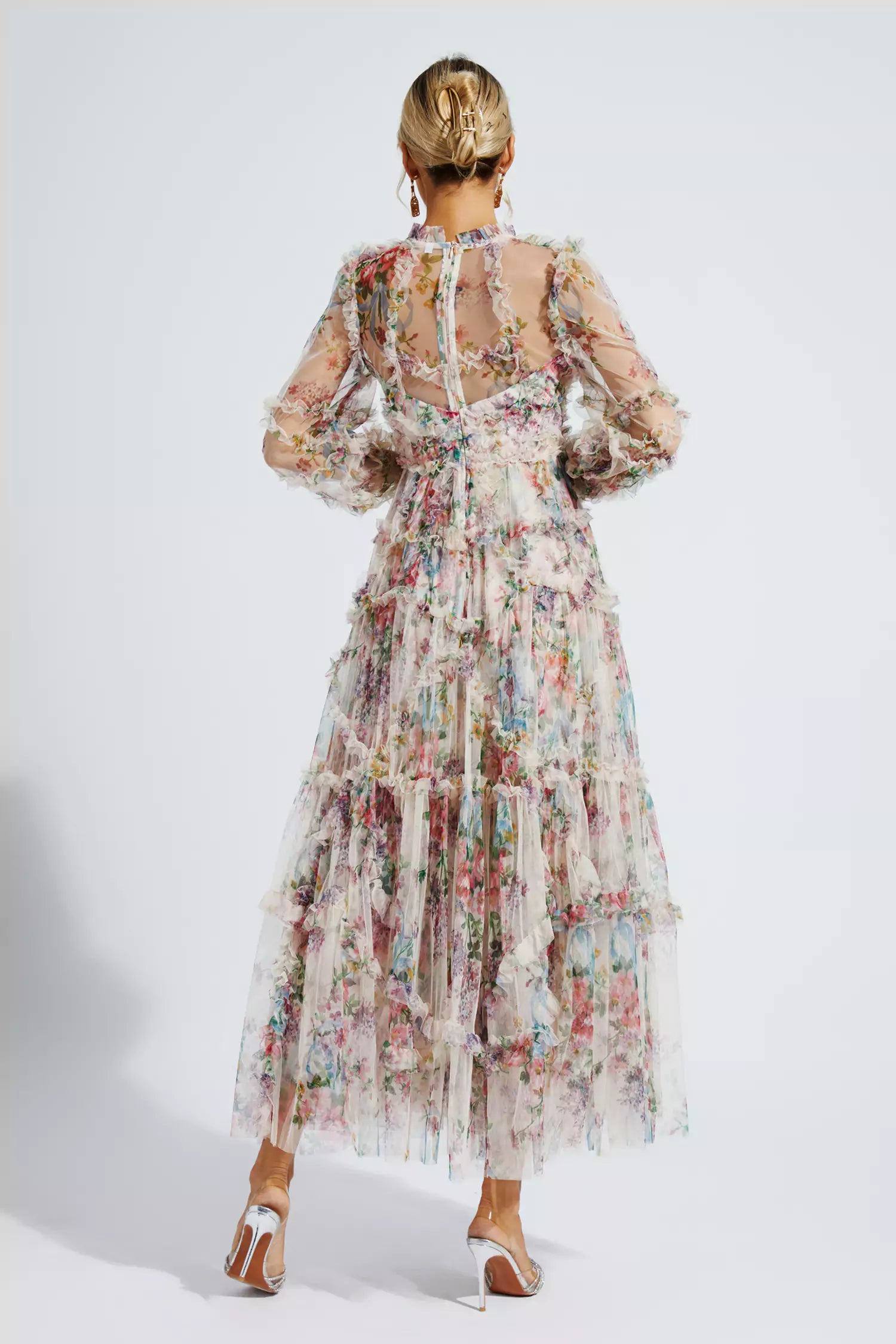 Floral long hotsell sleeve maxi dress