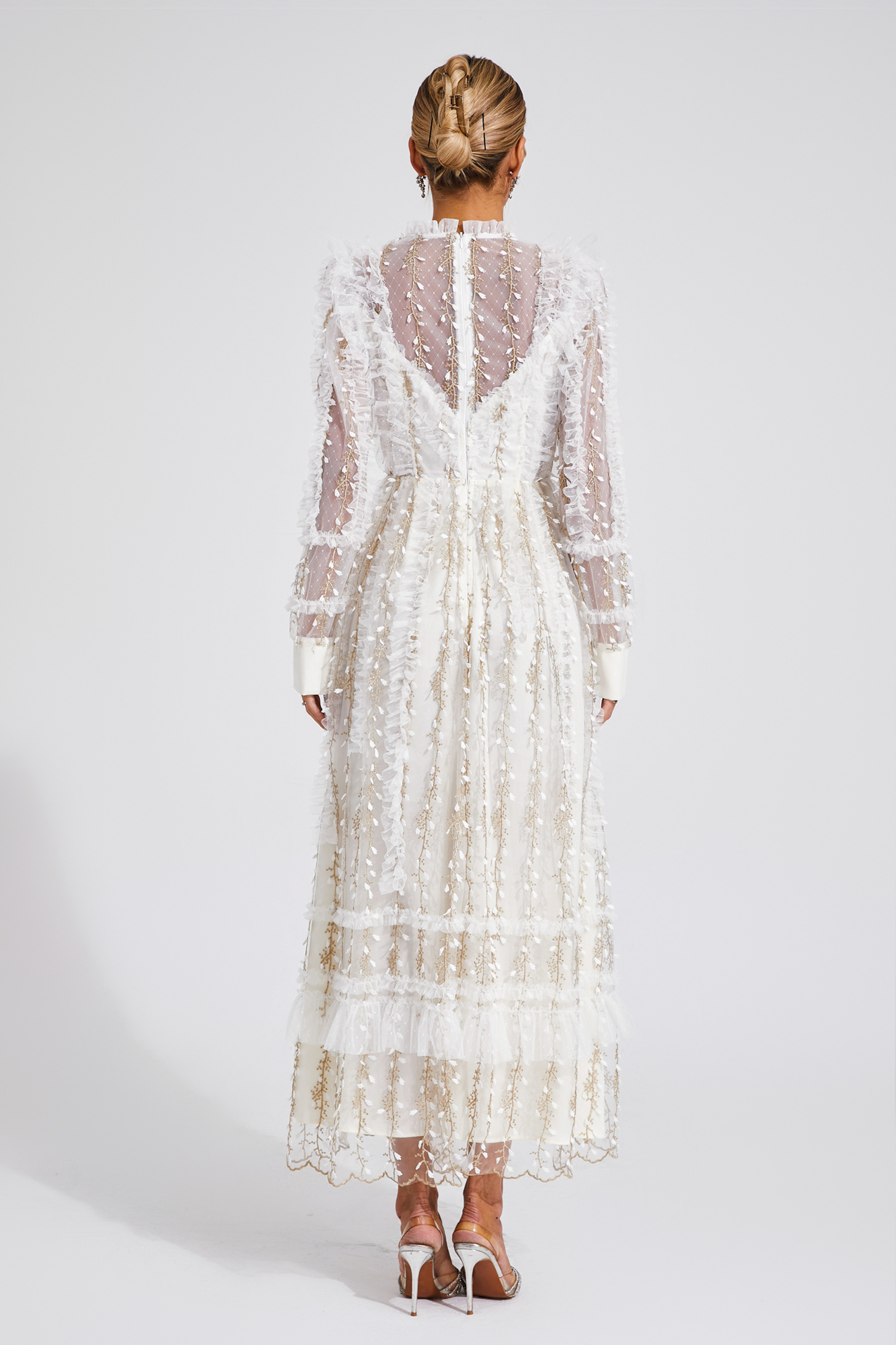 Sally White Mesh Maxi Dress-CATCHALL