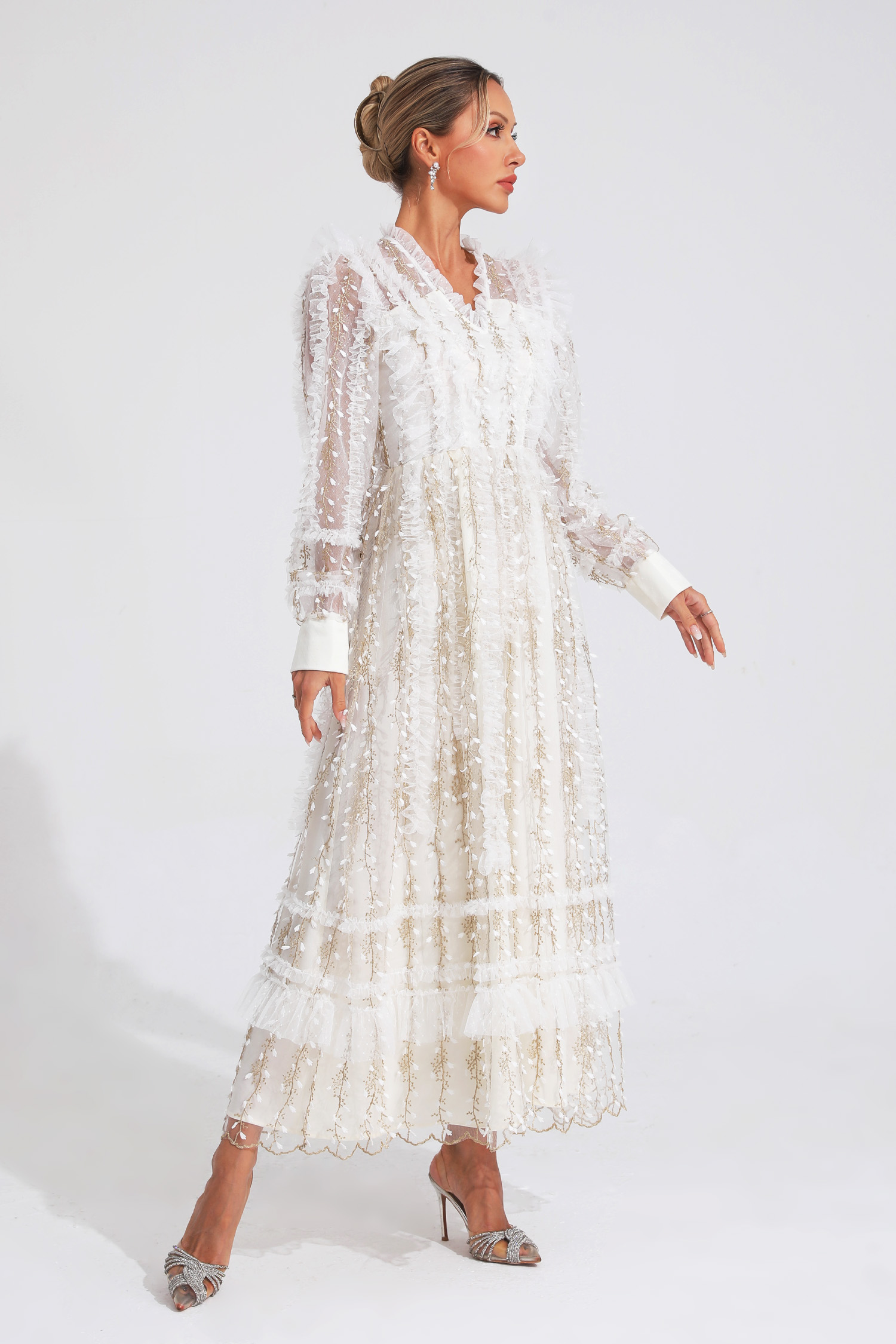 Sally White Mesh Maxi Dress-CATCHALL