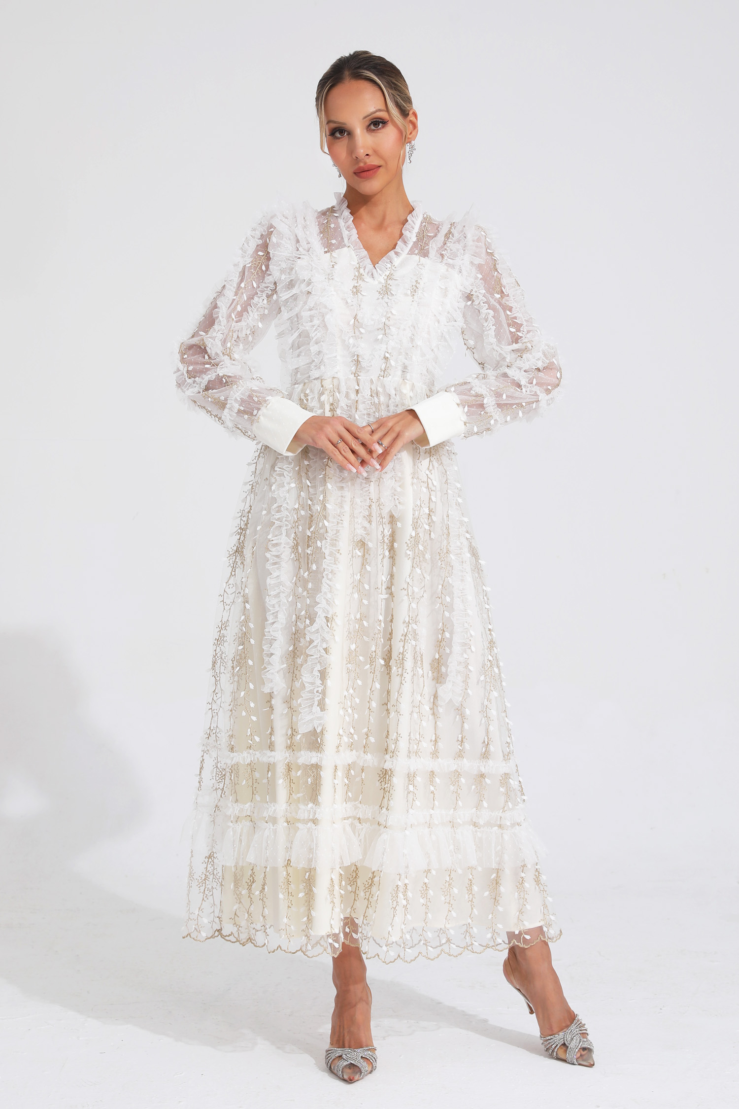 Sally White Mesh Maxi Dress-CATCHALL