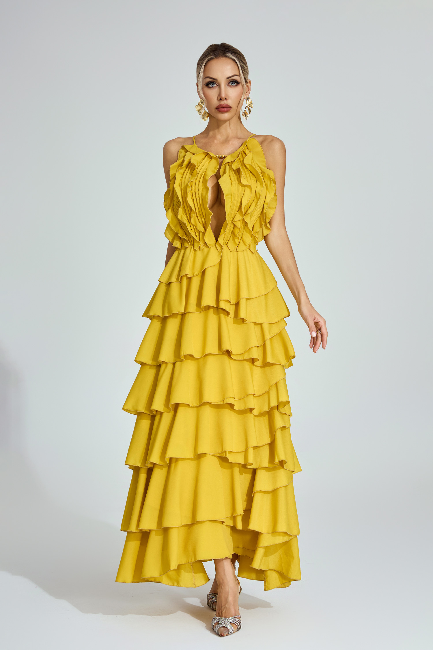 Samson Yellow Ruffled Maxi Dress