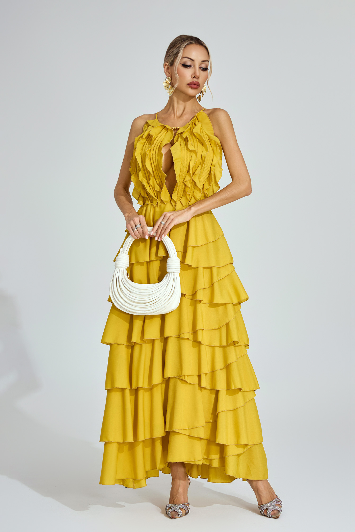 Samson Yellow Ruffled Maxi Dress