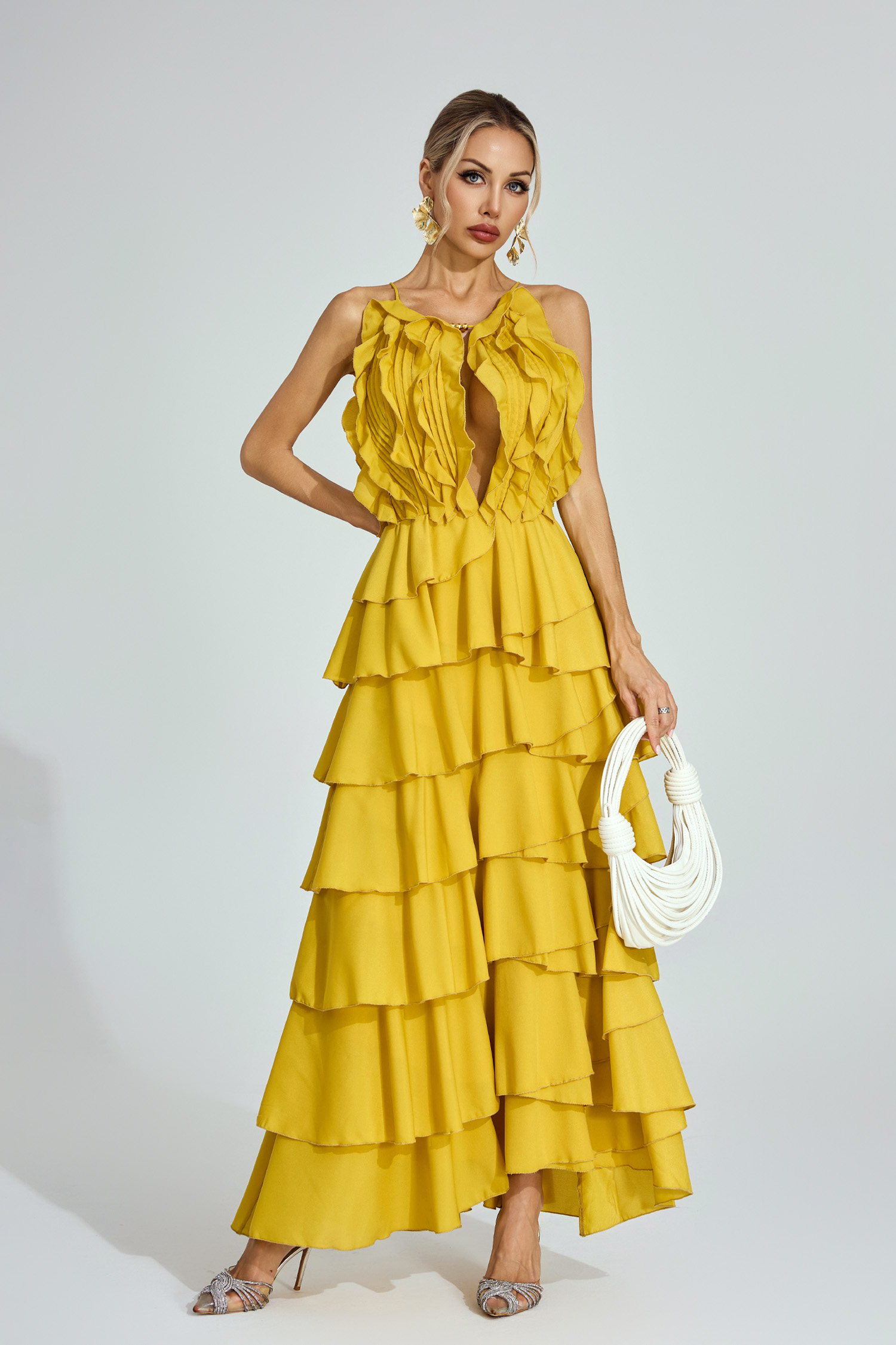 Samson Yellow Ruffled Maxi Dress