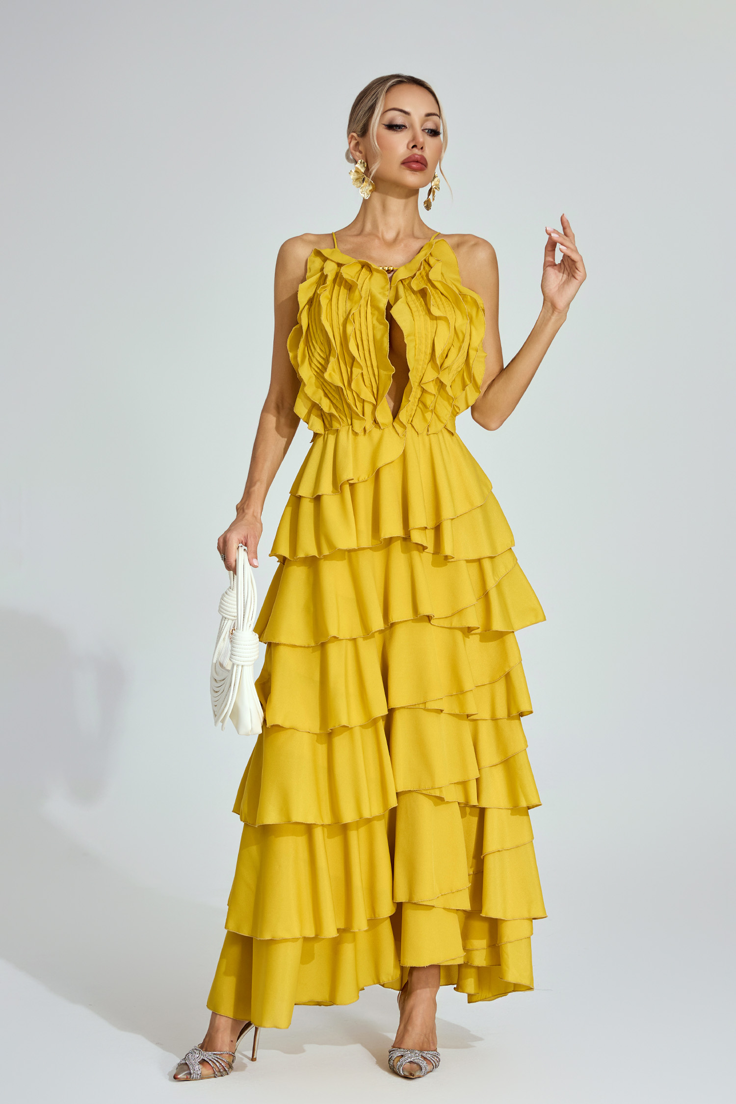 Samson Yellow Ruffled Maxi Dress