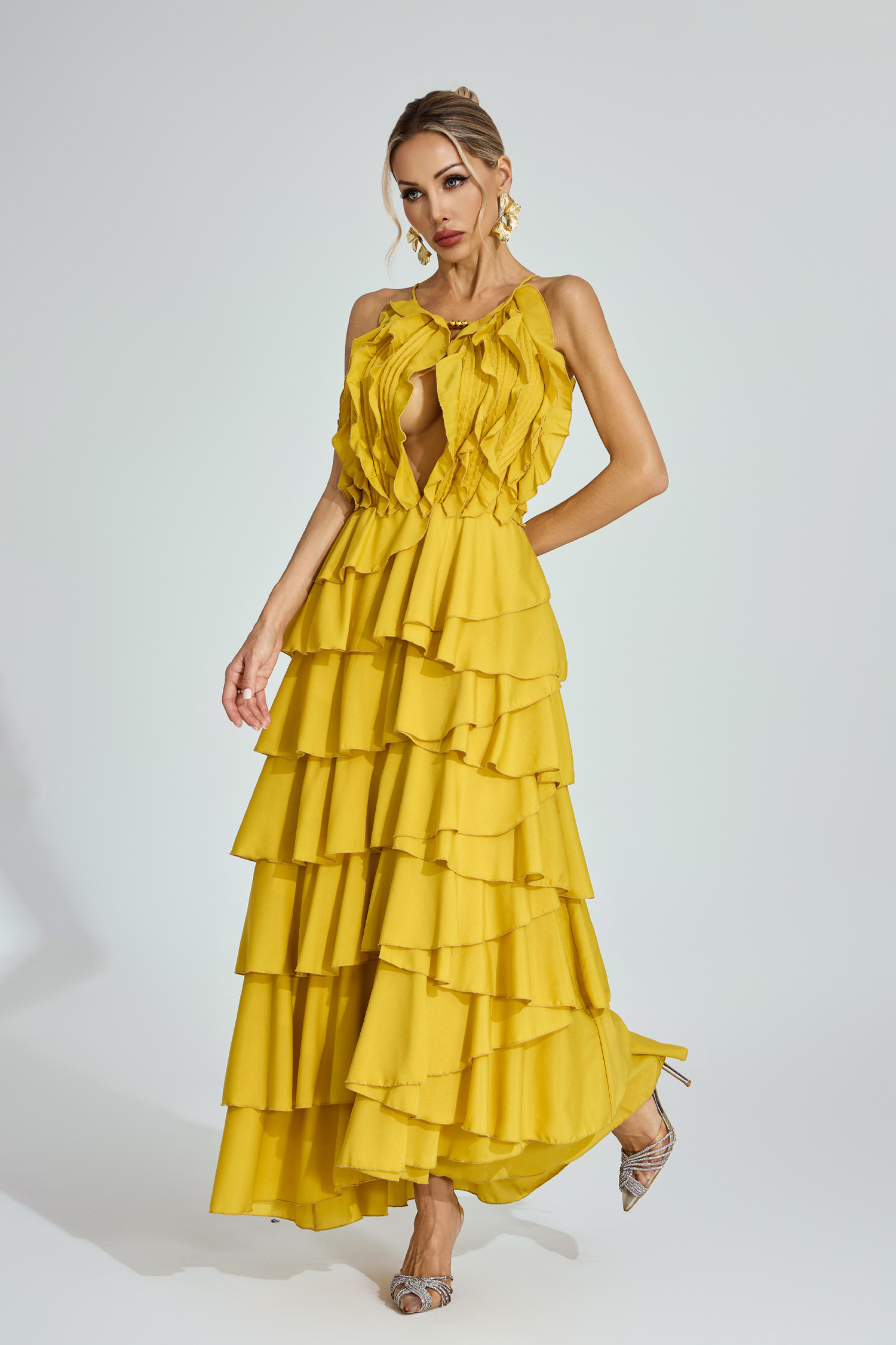 Samson Yellow Ruffled Maxi Dress