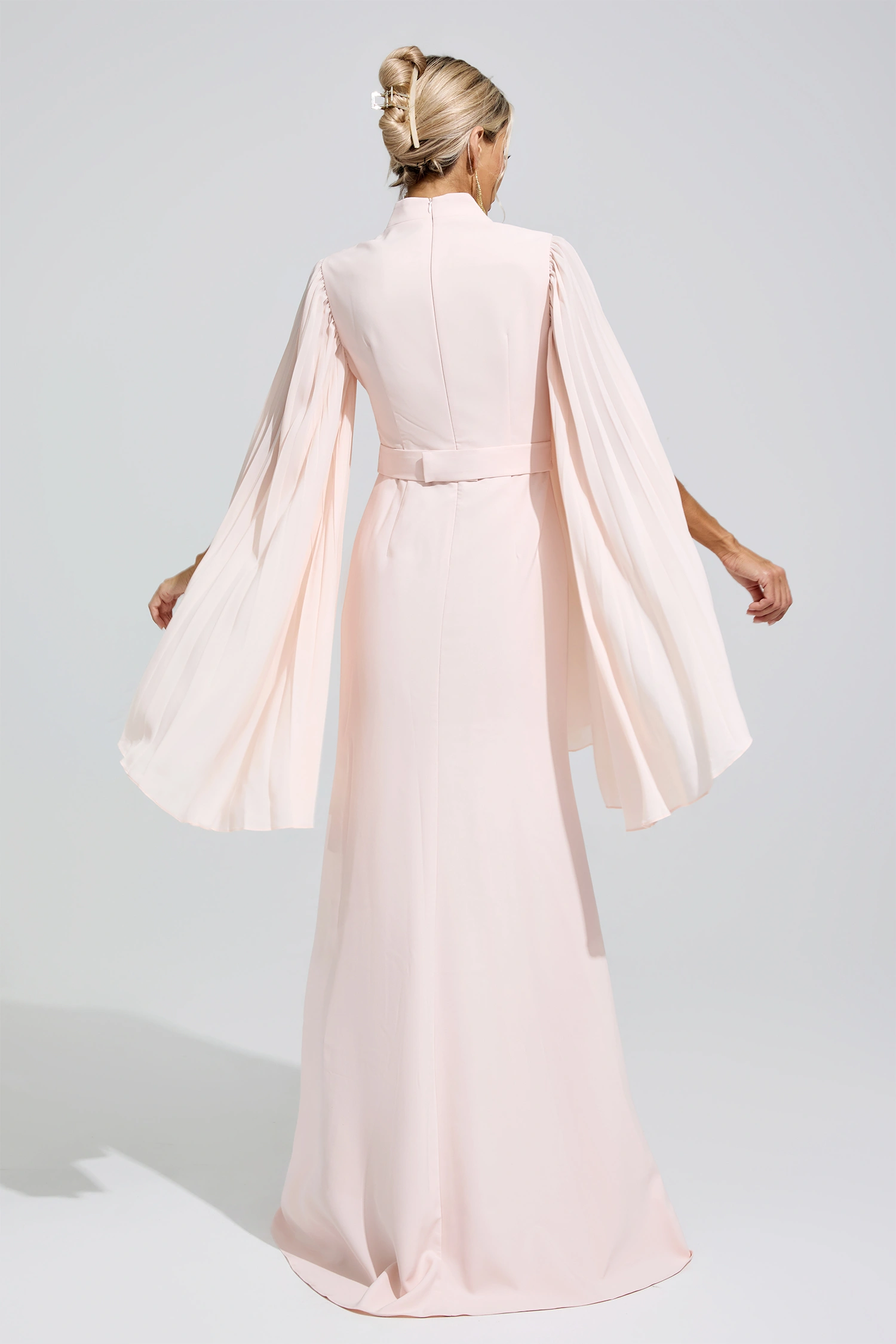 Sappho Apricot Rhinestone Embellished Dress