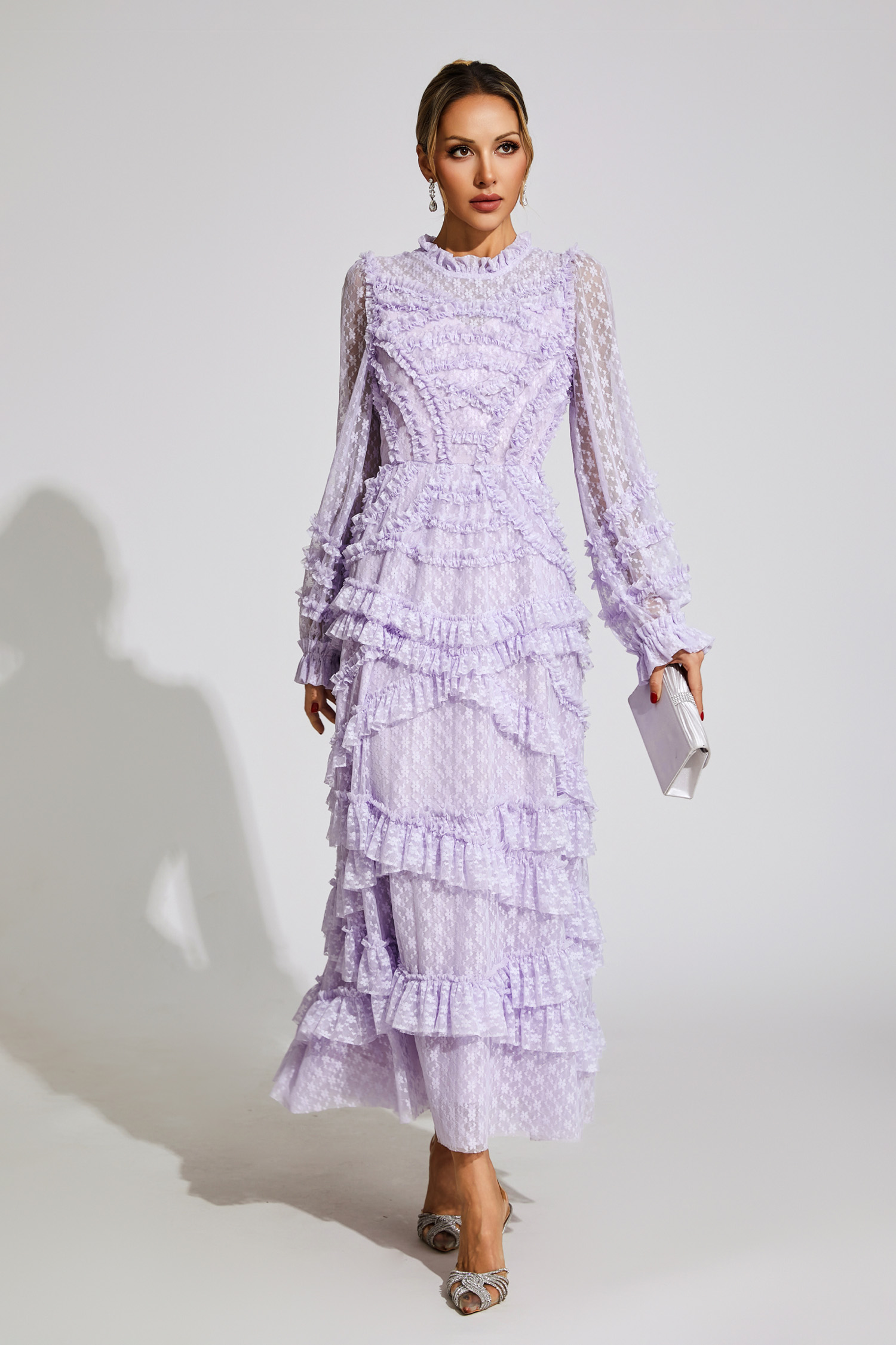 Saroyan Light Purple Floral Midi Dress