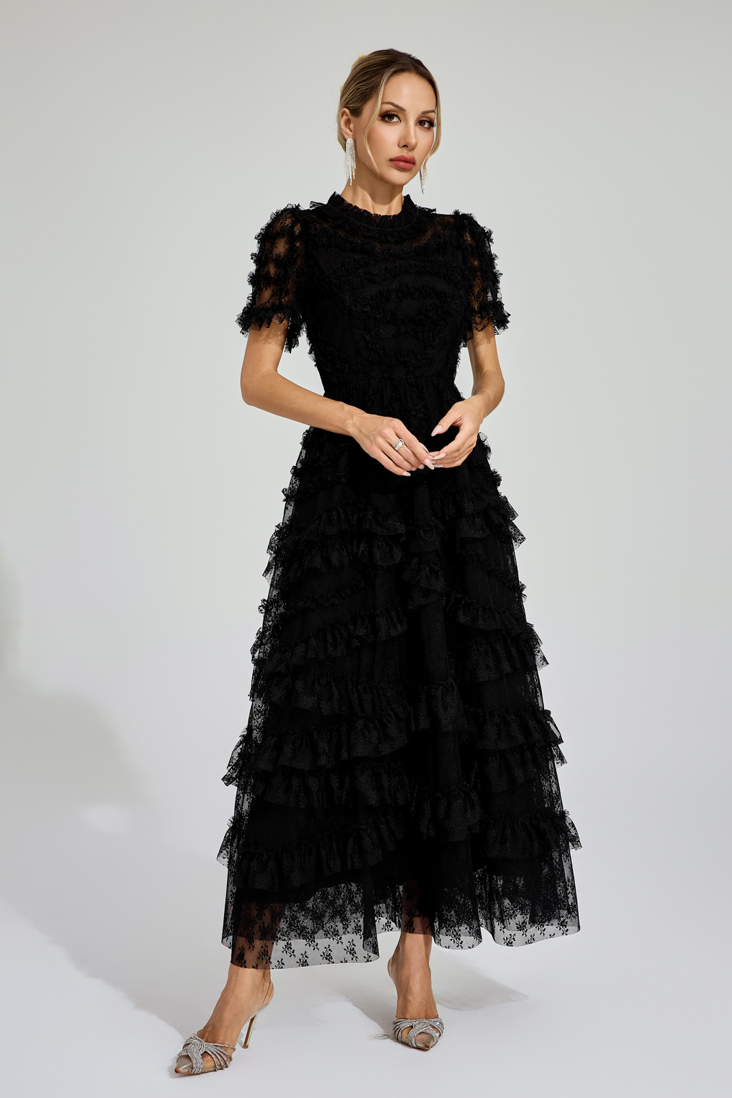 Saroyan Black Floral Midi Dress