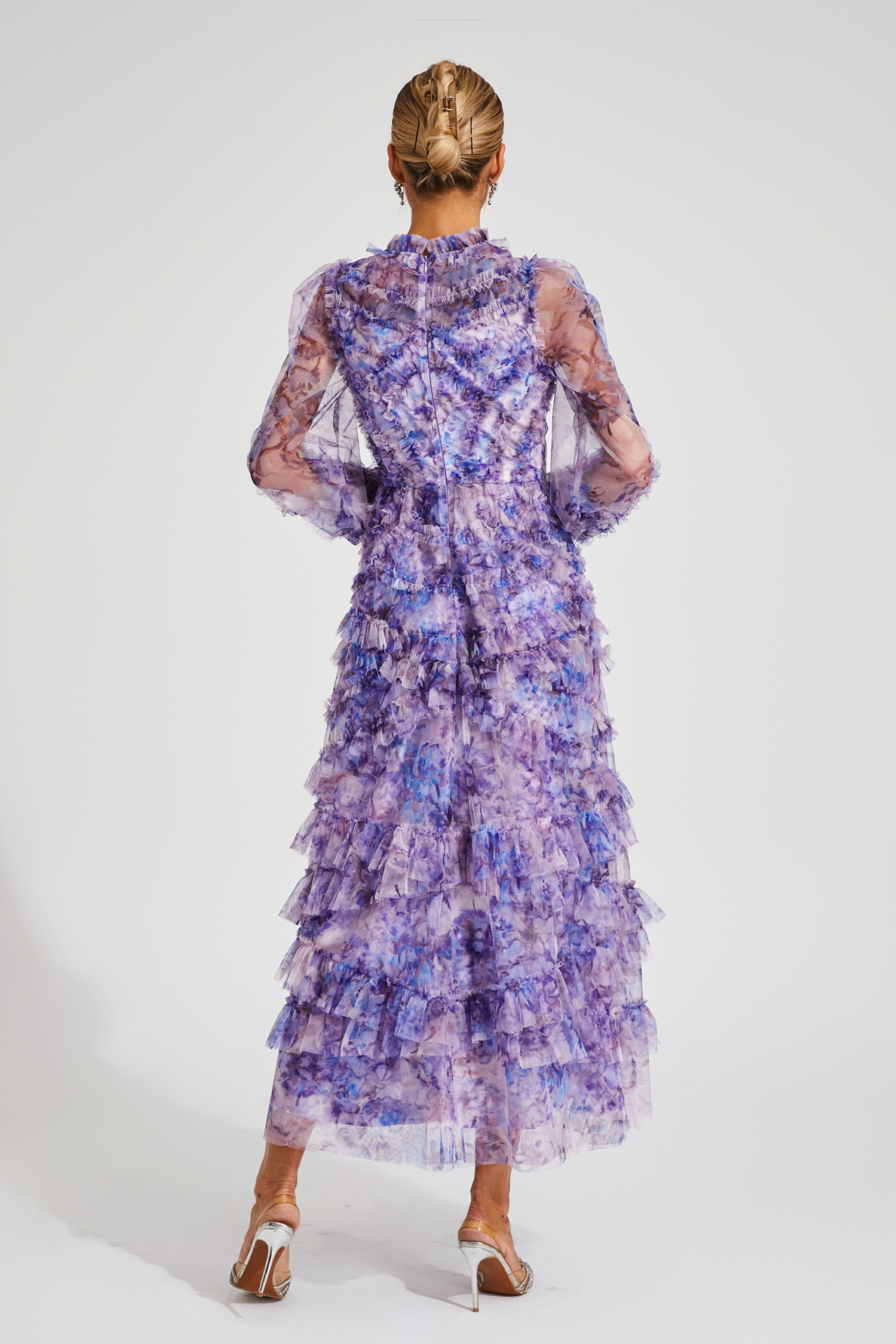 Saroyan Purple Floral Long Sleeve Dress-CATCHALL