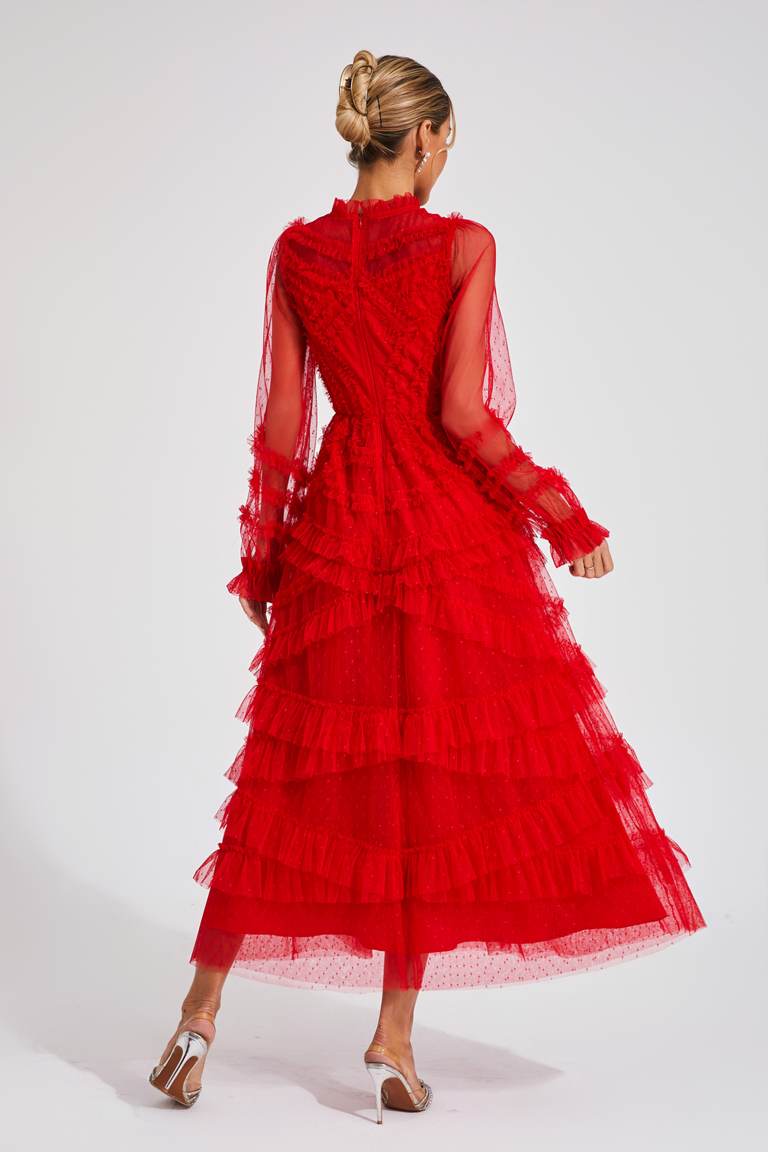 Saroyan Red Floral Long Sleeve Dress-CATCHALL